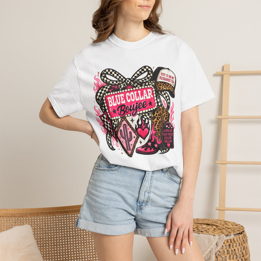 Blue Collar Boujee T-Shirt – Retro Western Cowgirl Graphic Tee