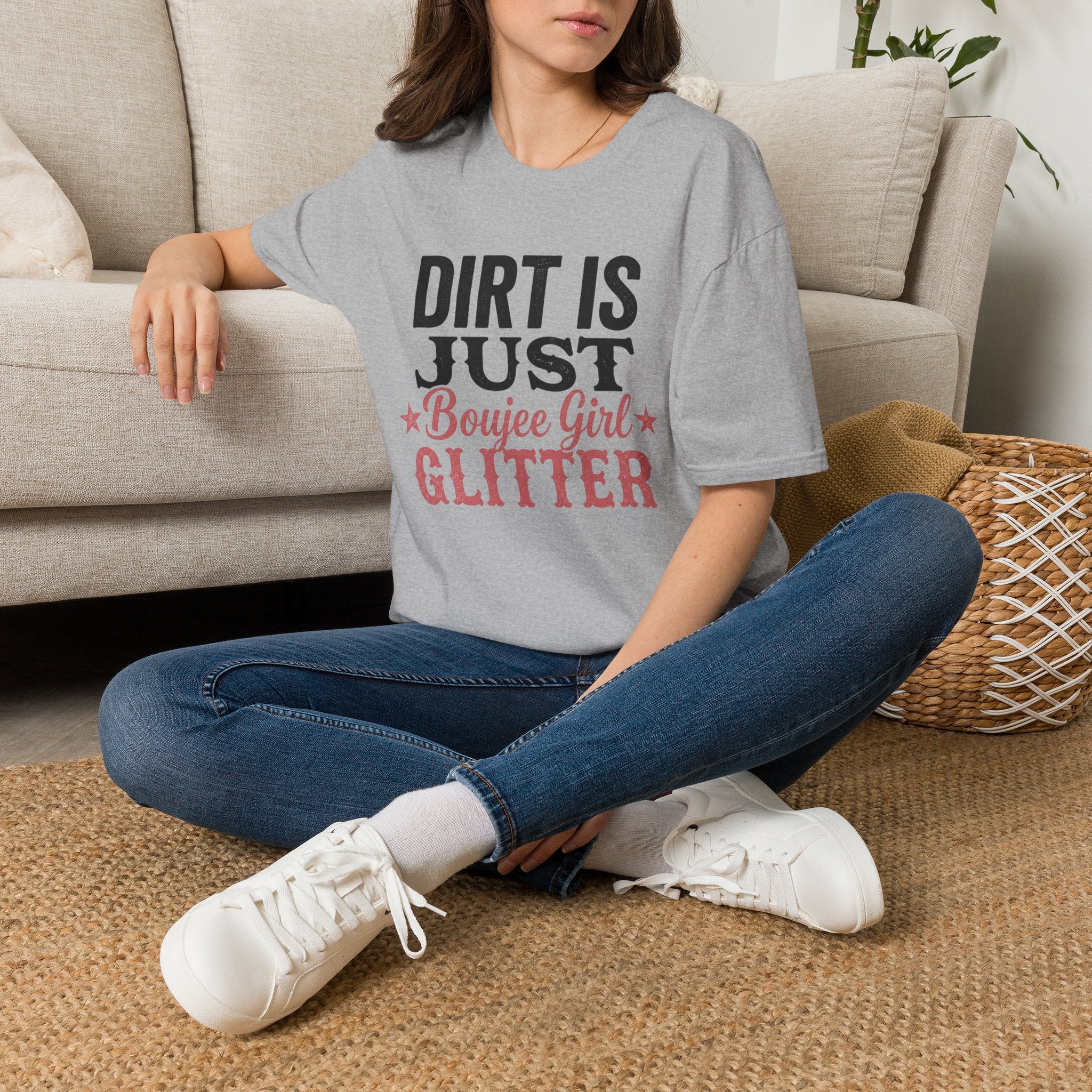 Dirt Is Just Boujee Girl Glitter T-Shirt
