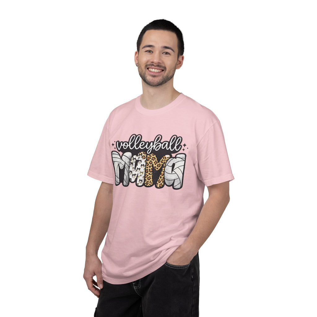 Volleyball Mom T-Shirt — Leopard & Ball Graphic Tee for Coaches & Fans