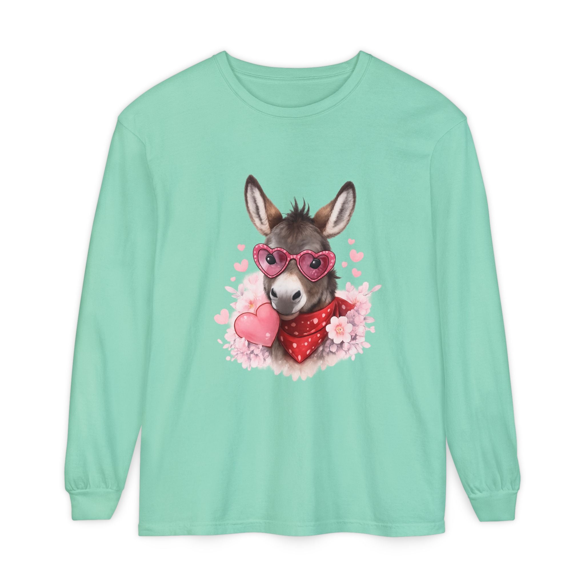 Donkey with Heart Sunglasses Long Sleeve Tee