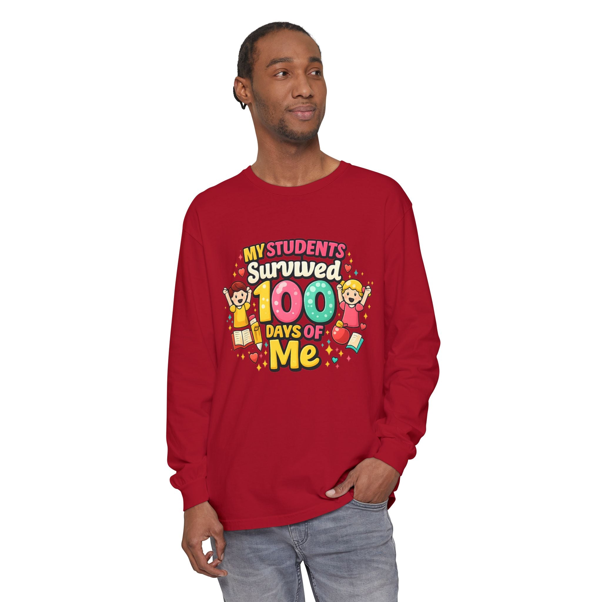 Teacher 'My Students Survived 100 Days of Me' Long Sleeve Tee