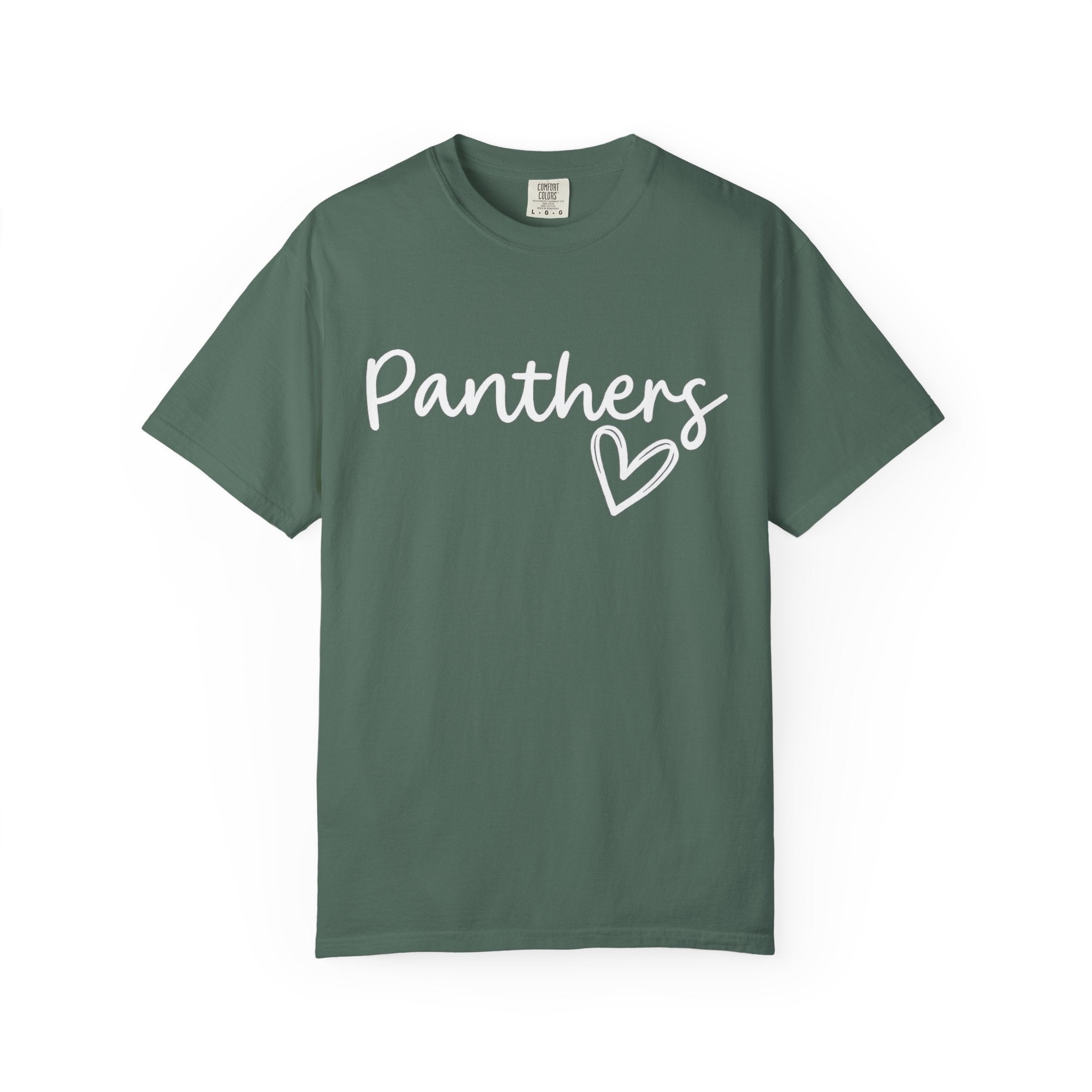 Panthers Heart T-Shirt — Cute Script School Spirit Tee