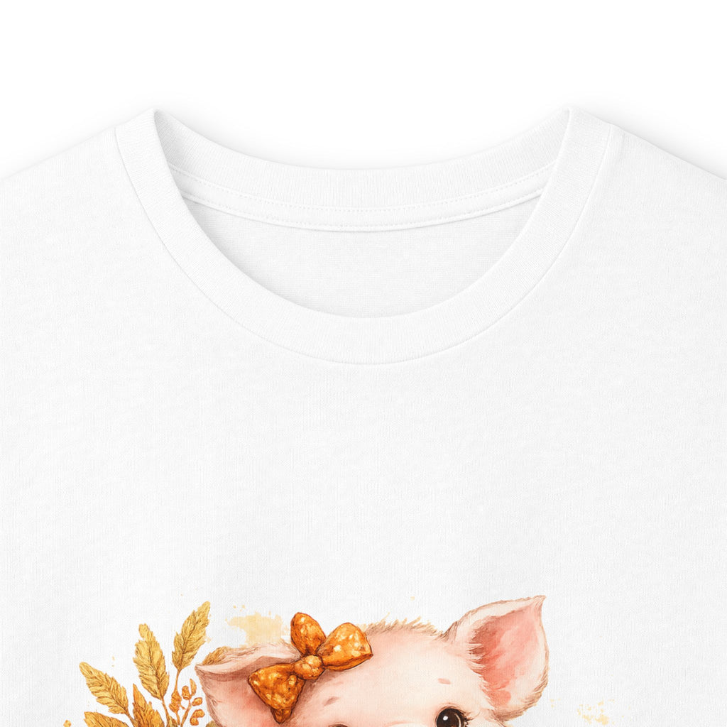 Long Sleeve Tee — Cute Fall Pig with Pumpkins & Sunflower Autumn Graphic