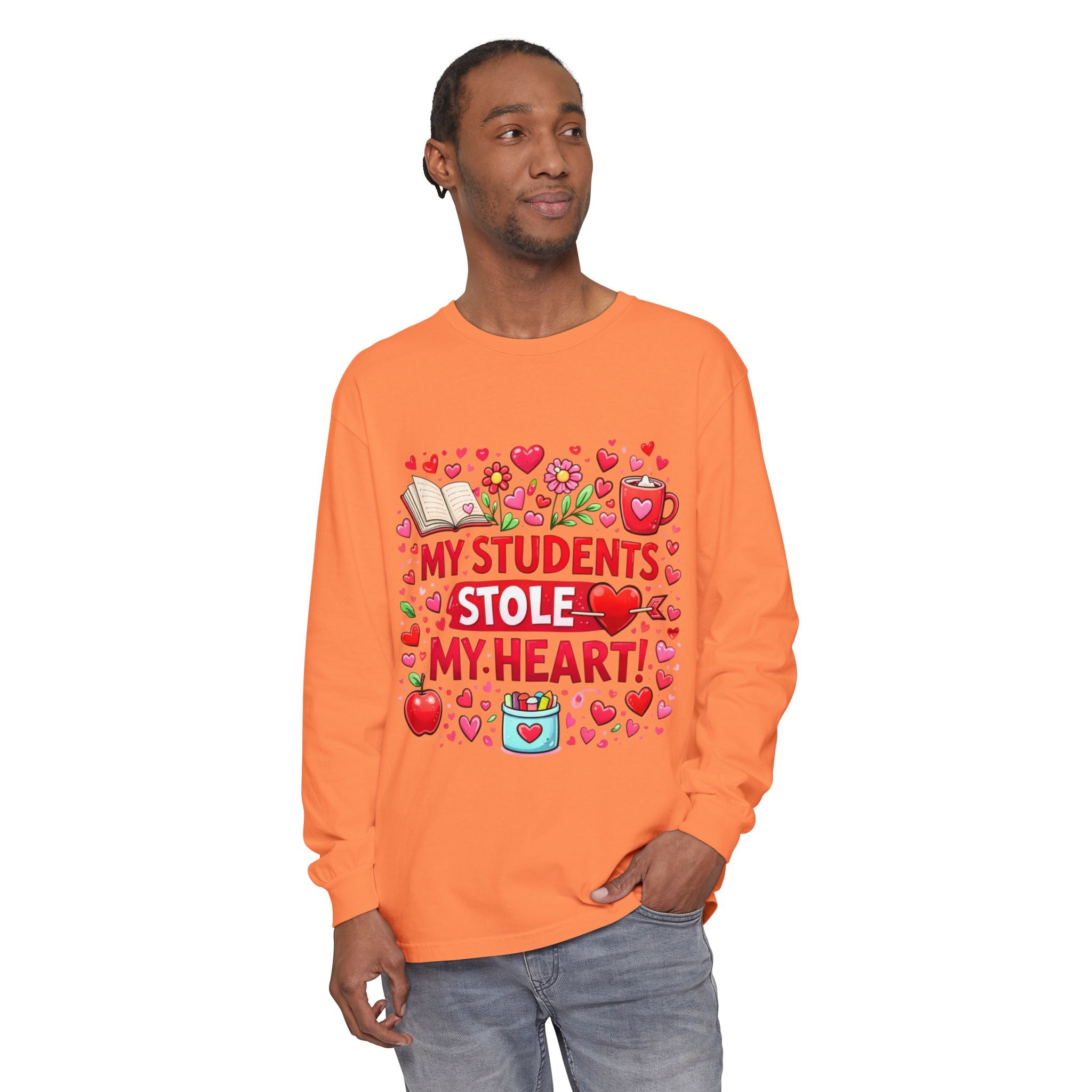 Teacher Long Sleeve Tee — “My Students Stole My Heart” Valentine’s Day Gift
