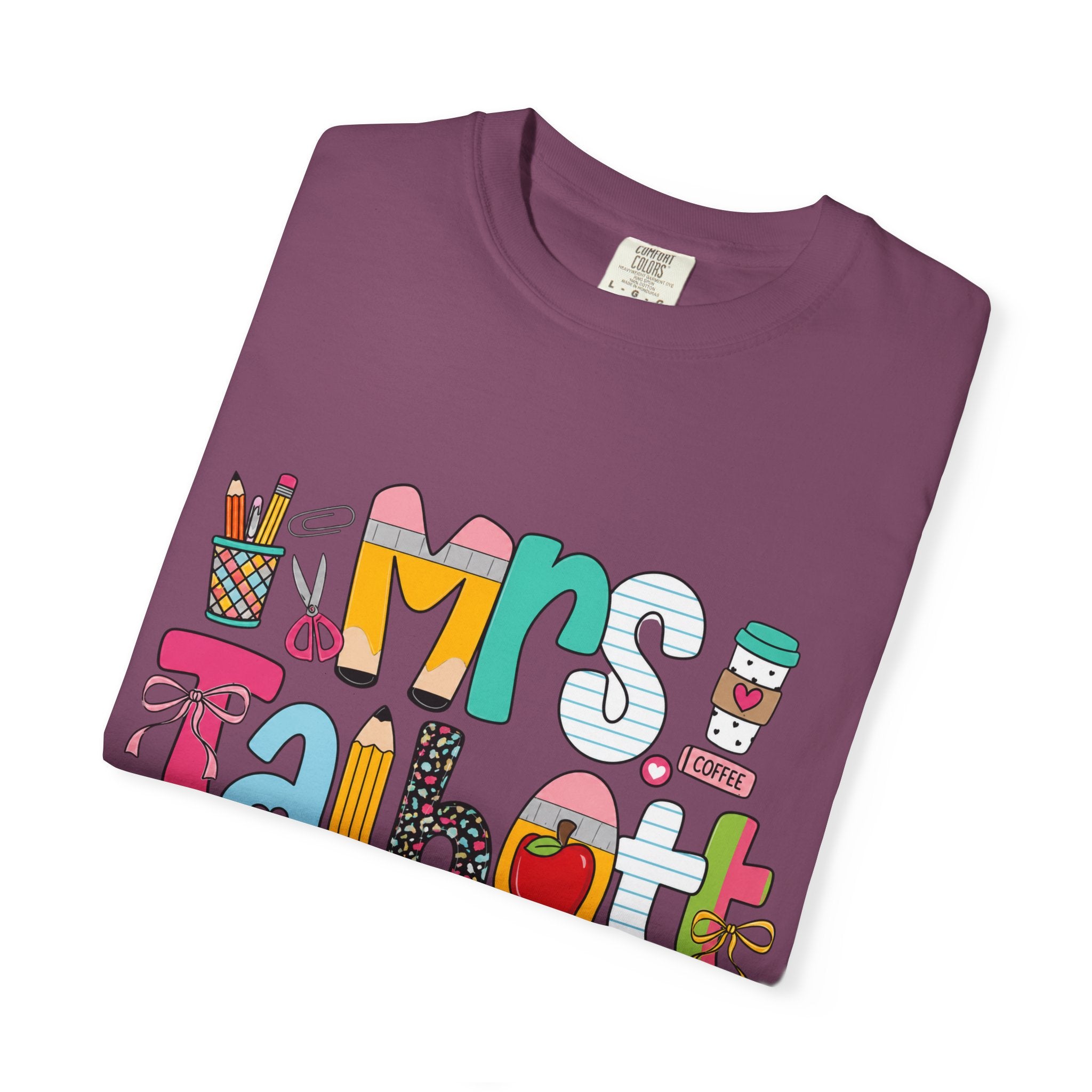 Teacher Name T‑Shirt — "Mrs. Talbott" Cute Classroom Doodle Design