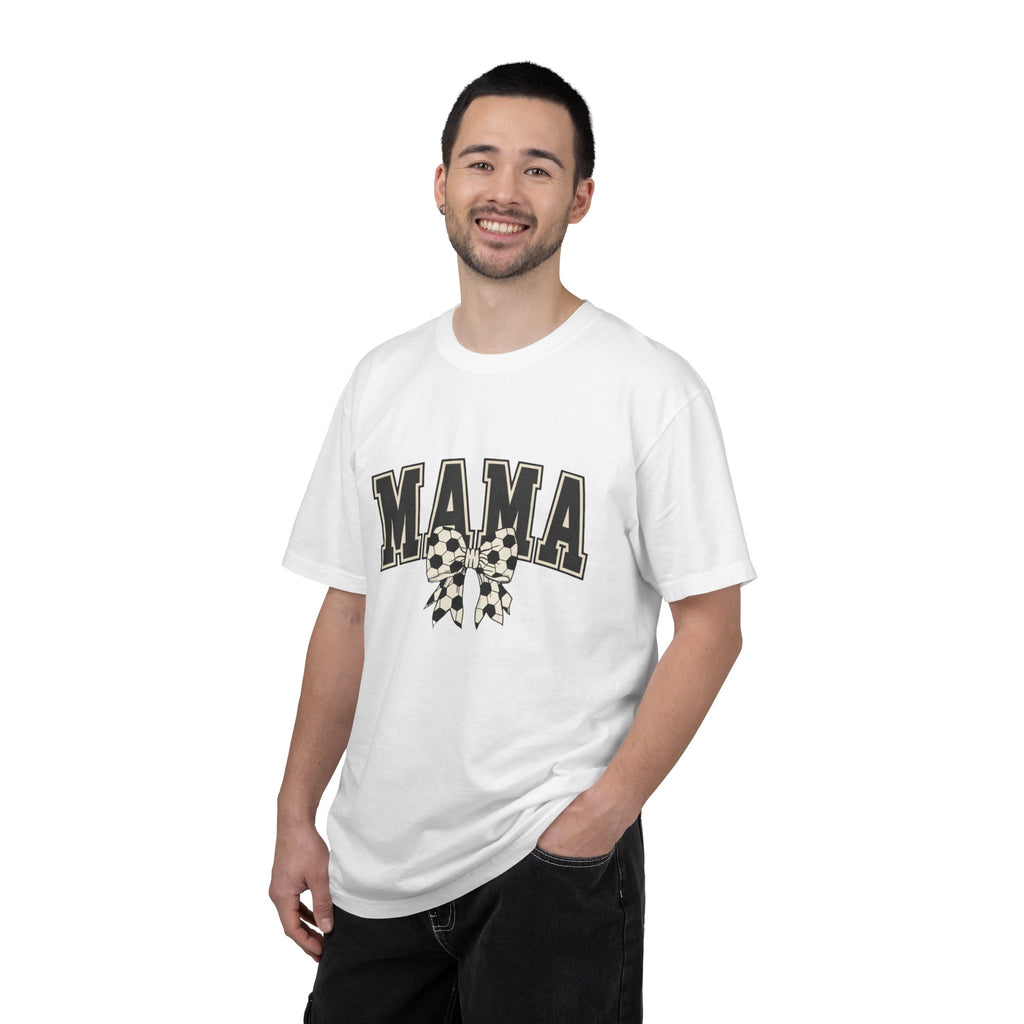 Mama Graphic T-Shirt — Retro Collegiate Letters with Polka Dot Bow