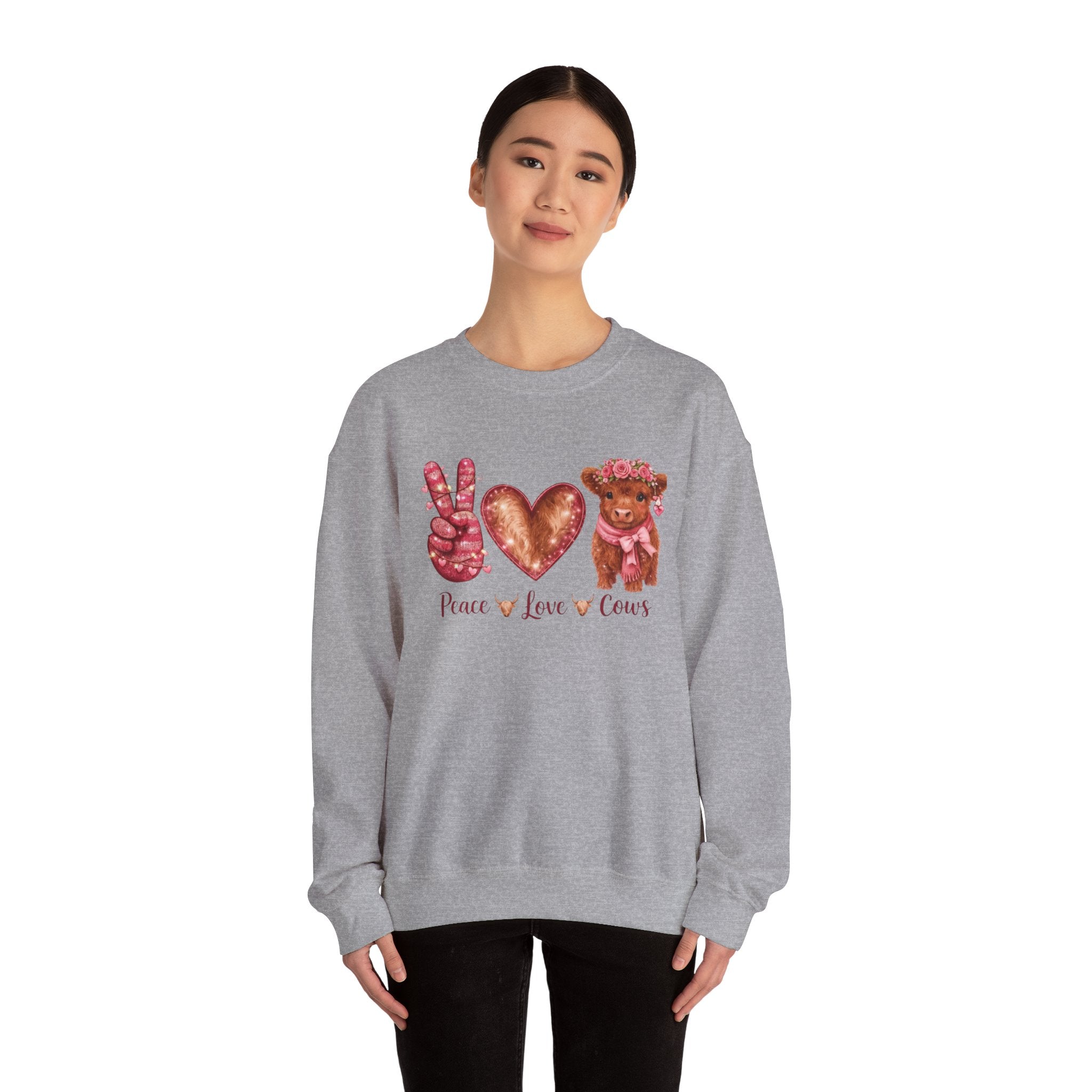 Peace Love Cows Crewneck Sweatshirt — Cute Cow Graphic Pullover