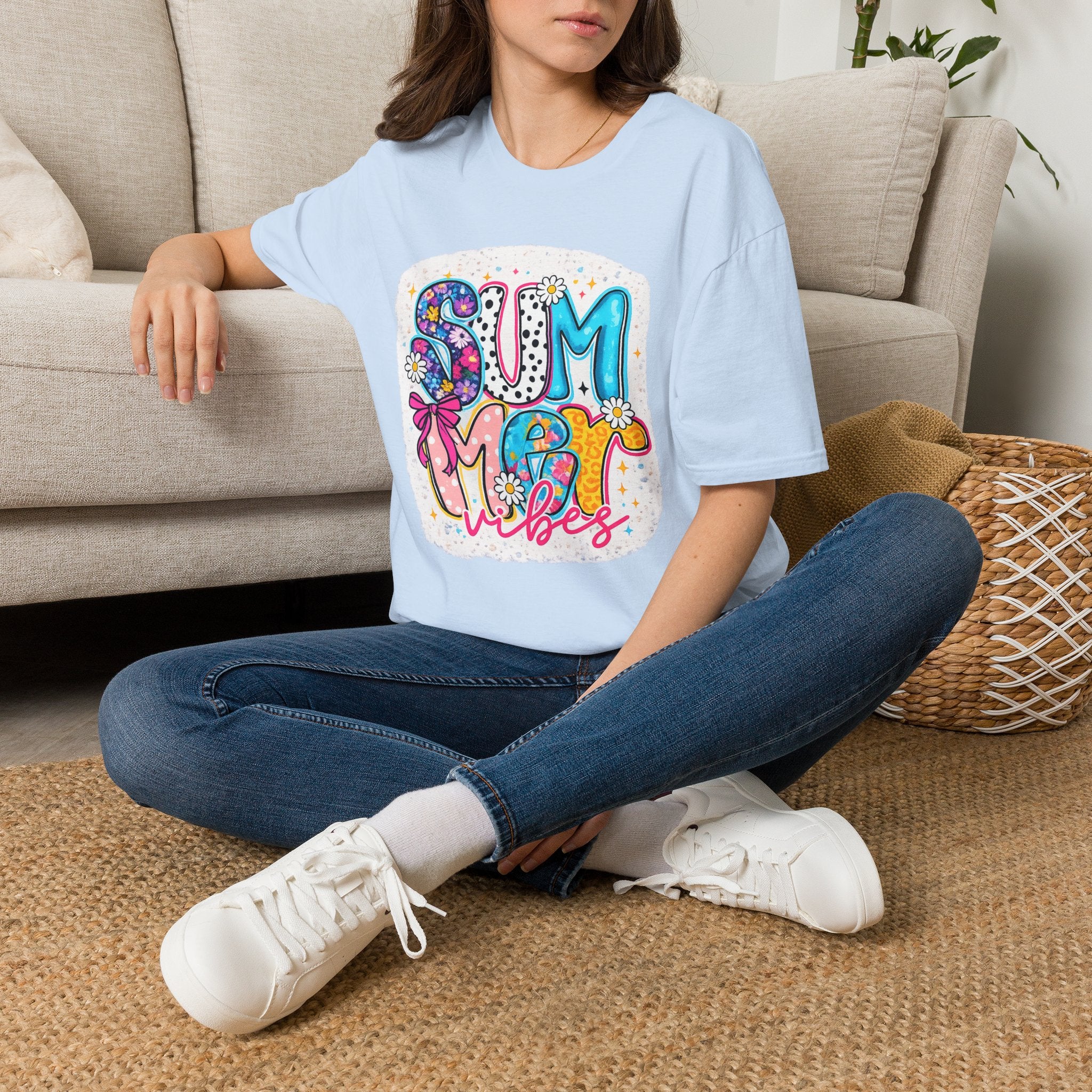 Summer Vibes T-Shirt — Colorful Floral Retro Graphic