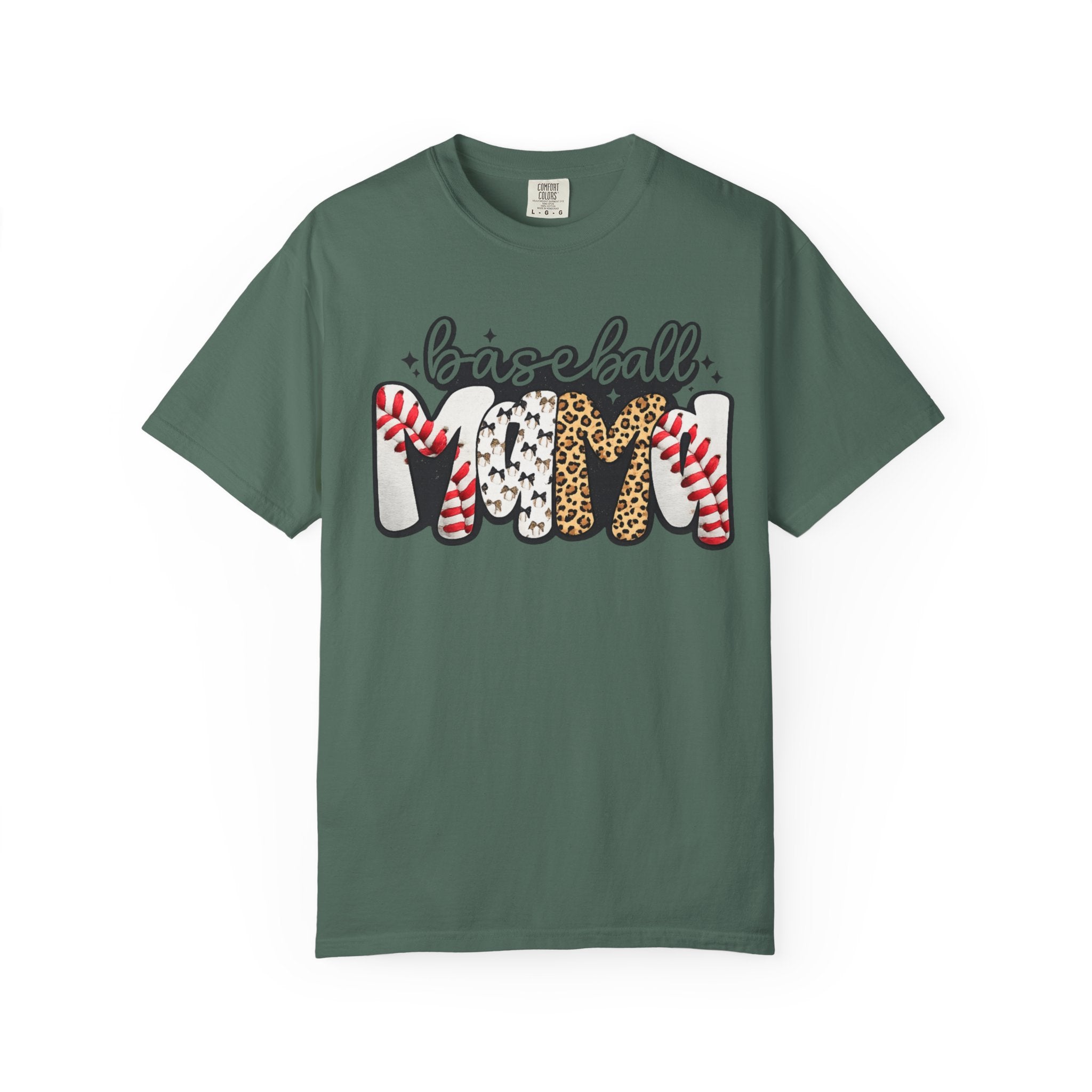 Baseball Mom T-Shirt — Leopard & Stitch Pattern Sports Tee