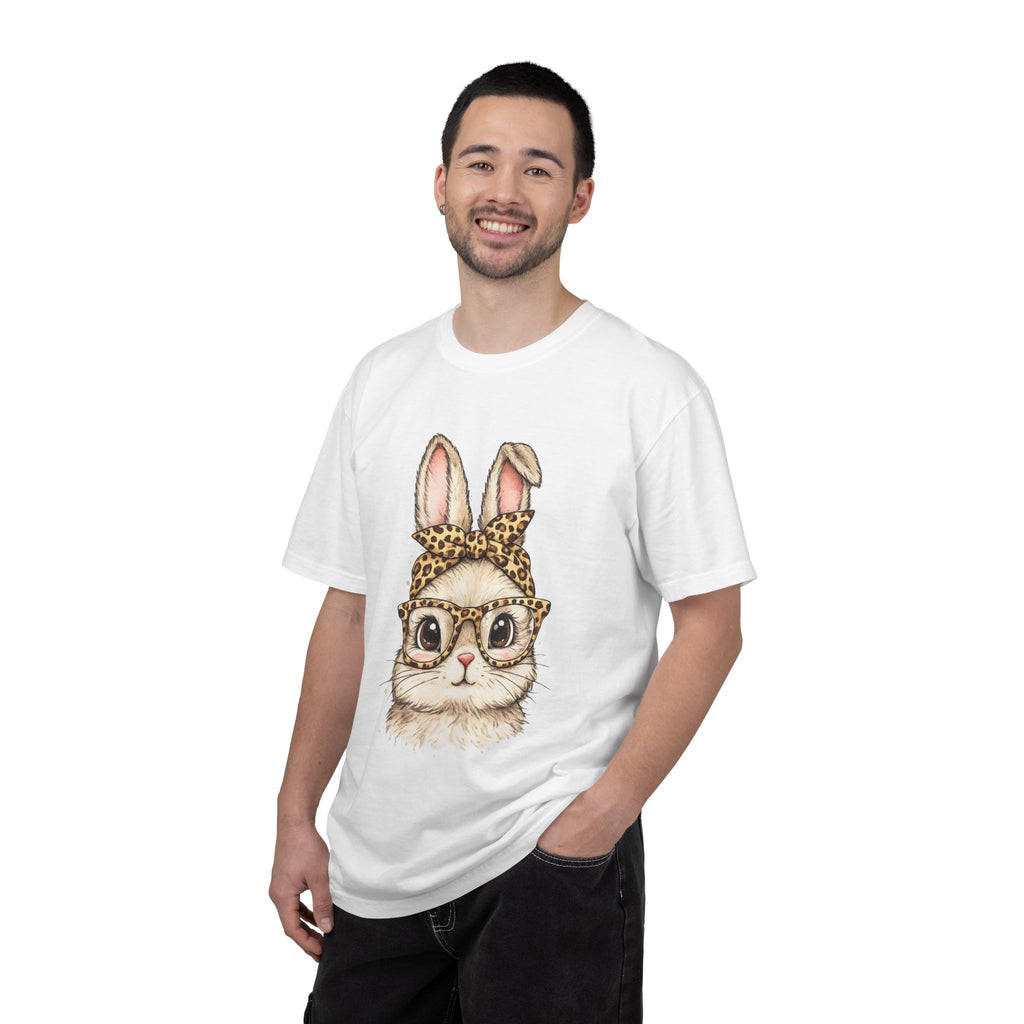 Bunny in Leopard Headband T-Shirt — Cute Vintage Rabbit Graphic Tee