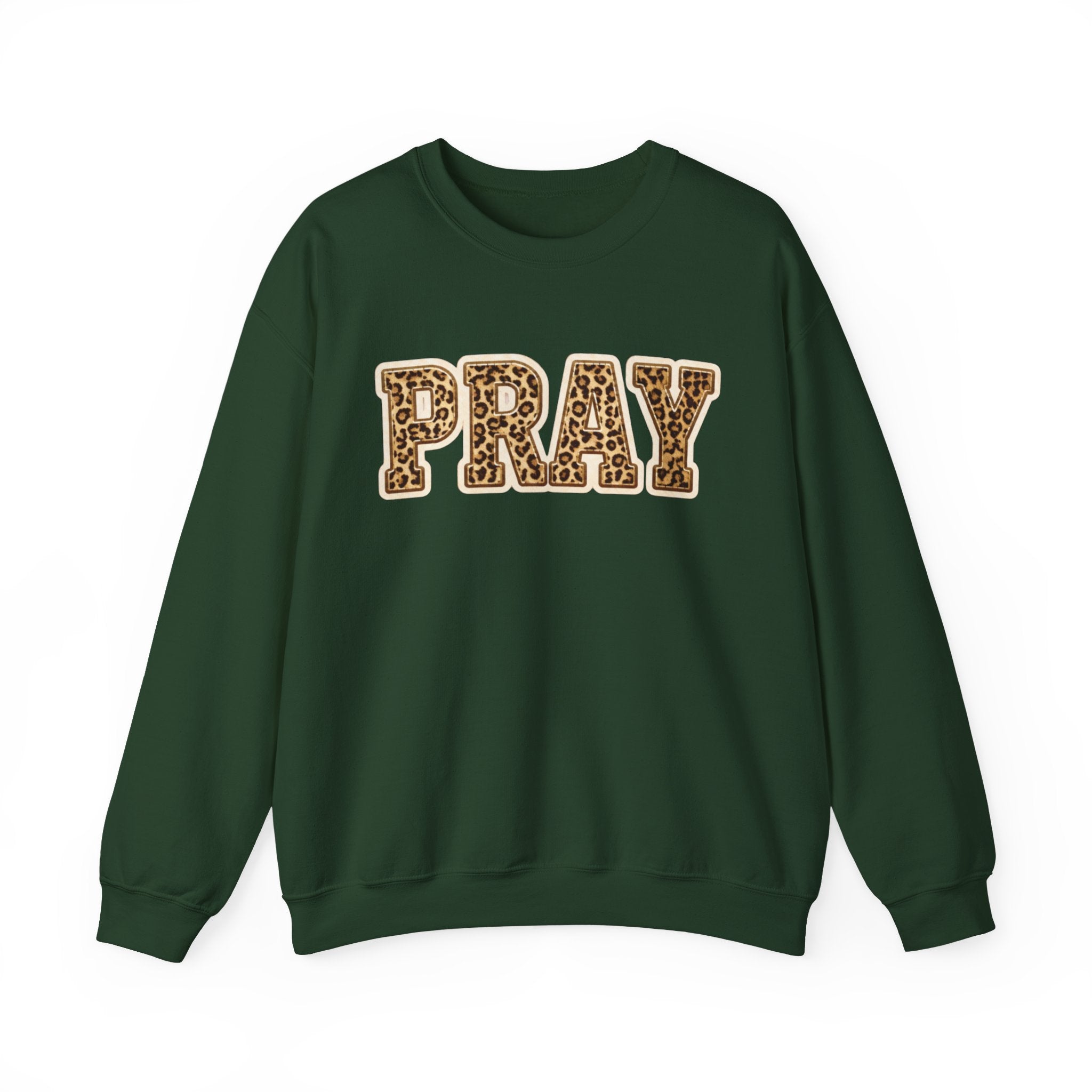 Pray Leopard Print Crewneck Sweatshirt