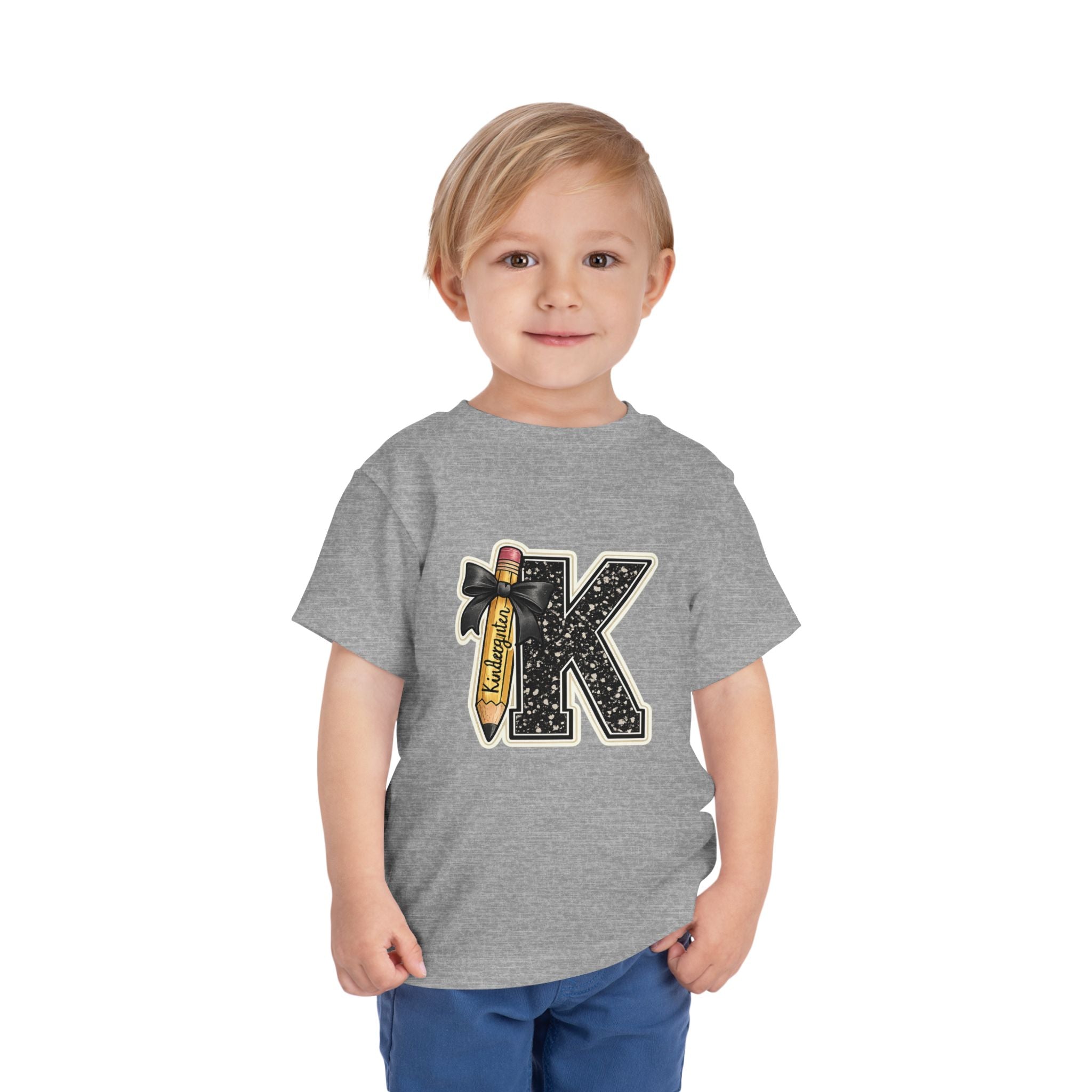 Kids' Letter K Pencil Tee — Monogram Toddler Short Sleeve Shirt