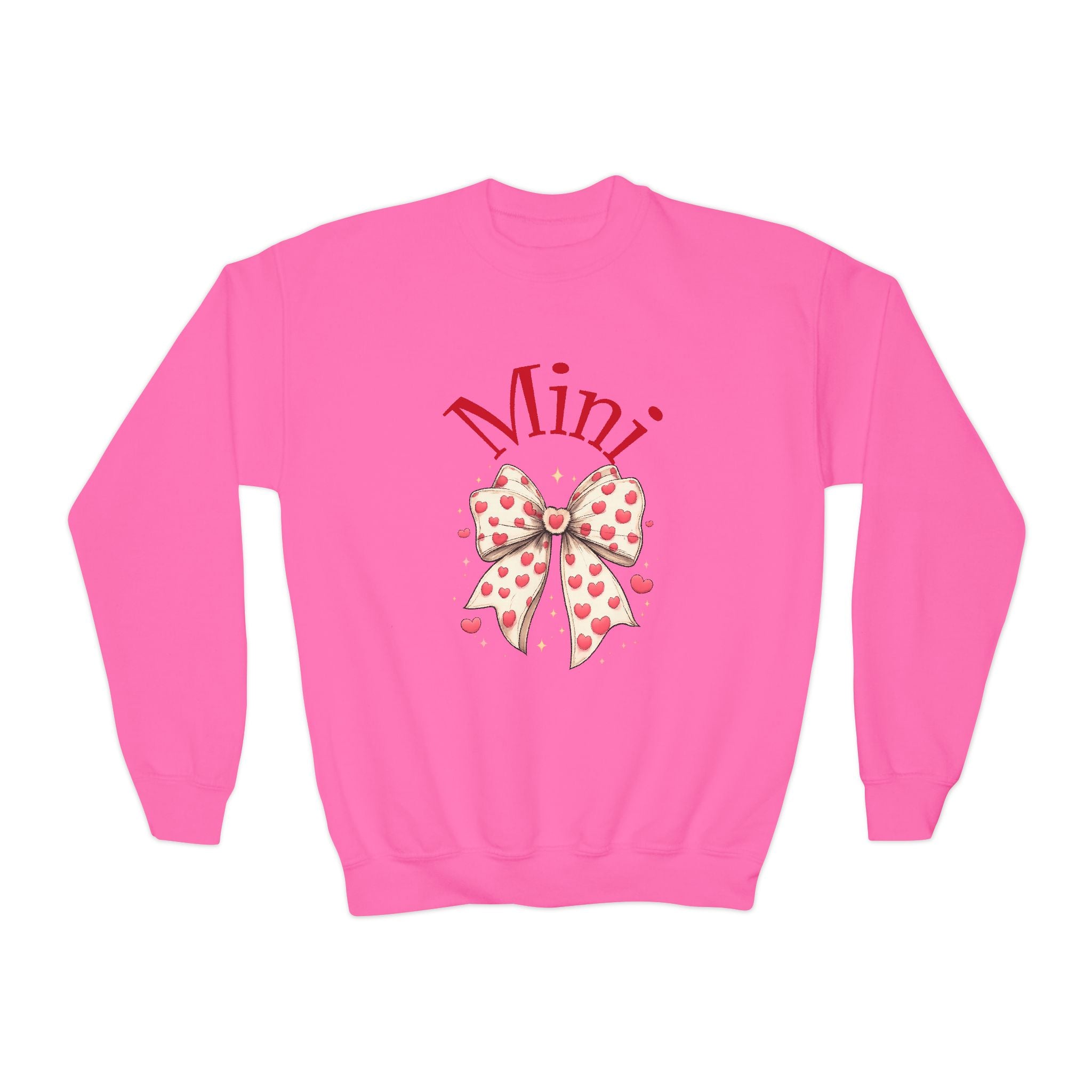 Youth Crewneck Sweatshirt — "Mini" Heart Bow Graphic