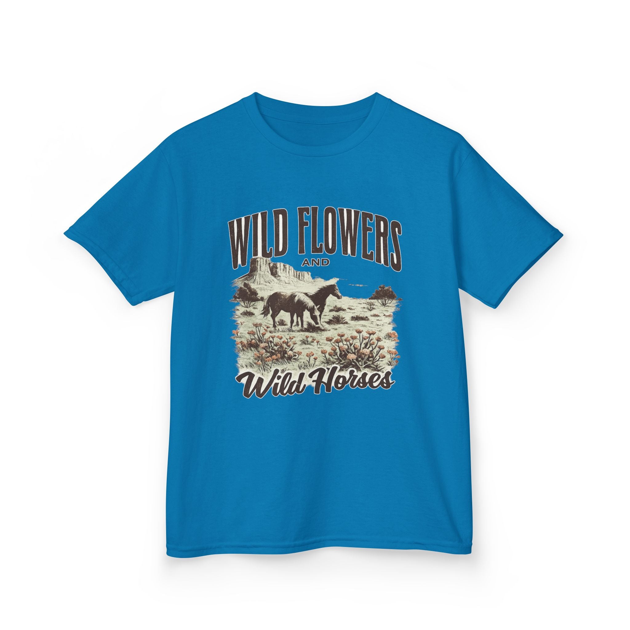 Kids T-Shirt — "Wild Flowers and Wild Horses" Rustic Western Tee