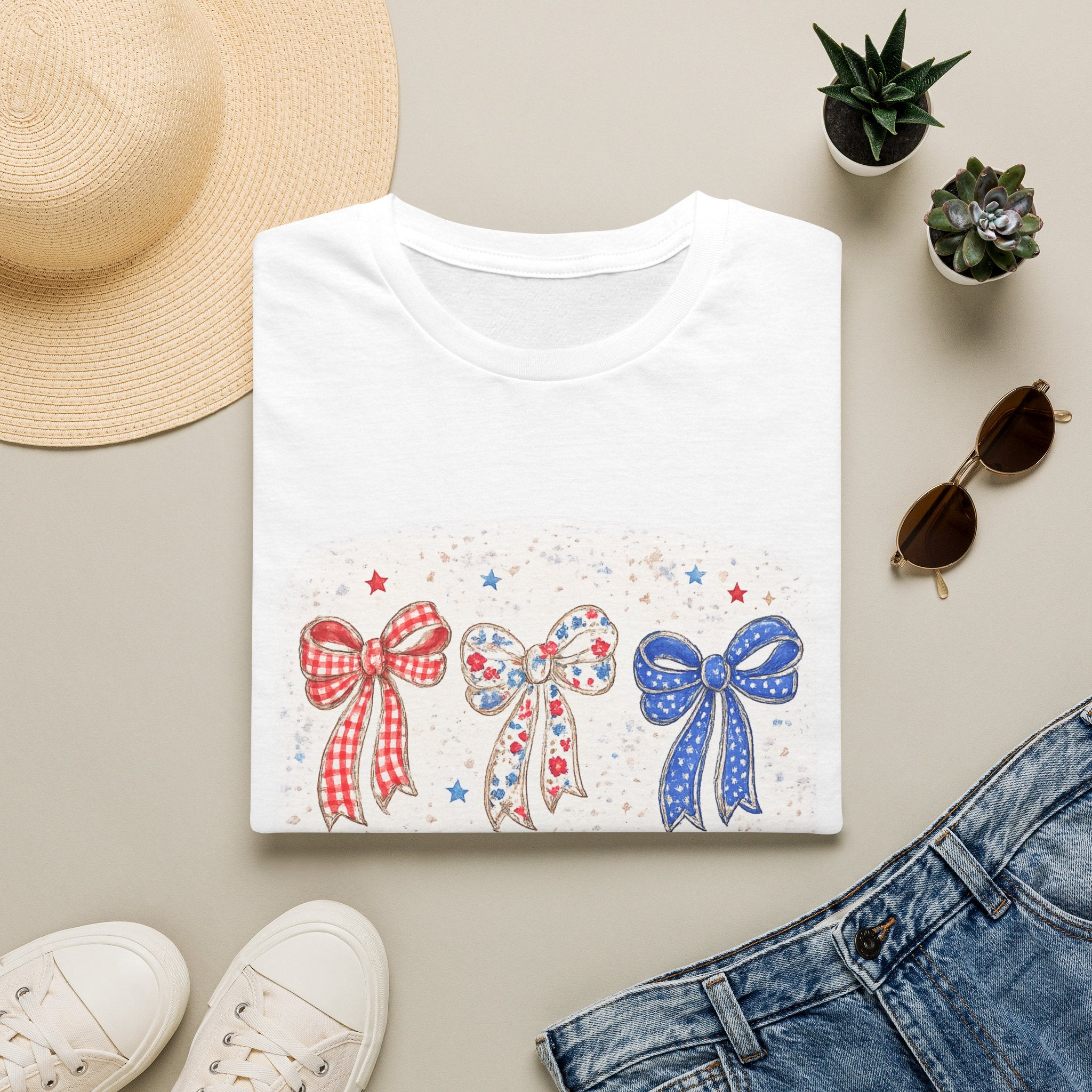 Patriotic Red White & Blue Bow T-Shirt — America 250 Celebration Tee