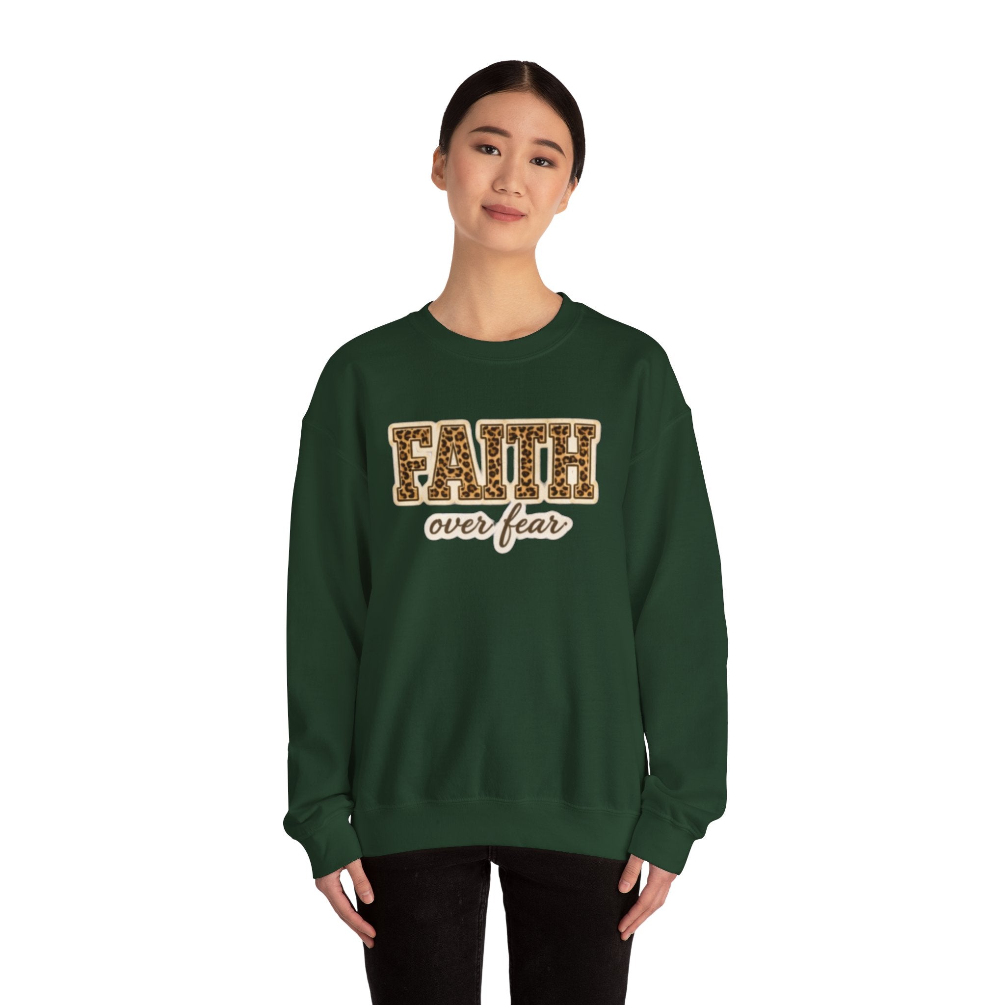 Faith Over Fear Leopard Graphic Sweatshirt