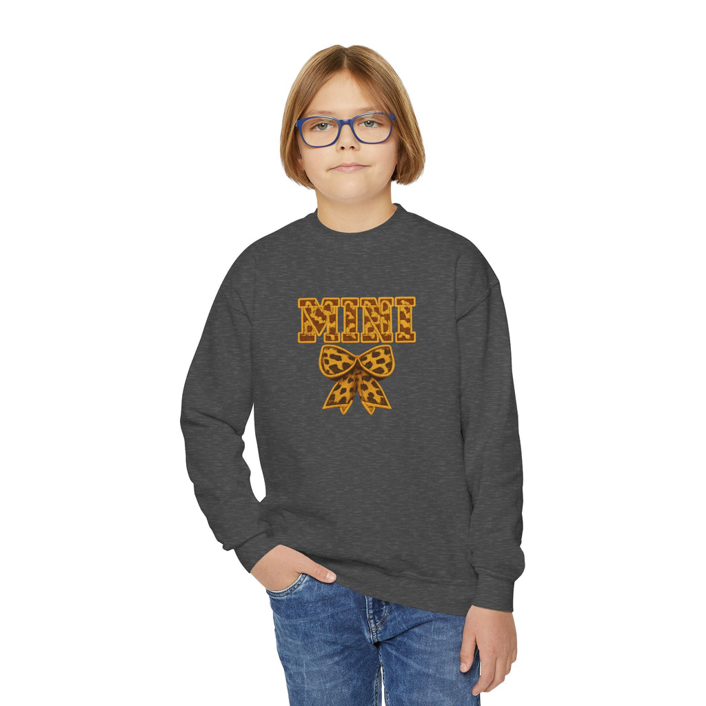 Youth Crewneck Sweatshirt - Leopard 'Mimi' Graphic with Bow
