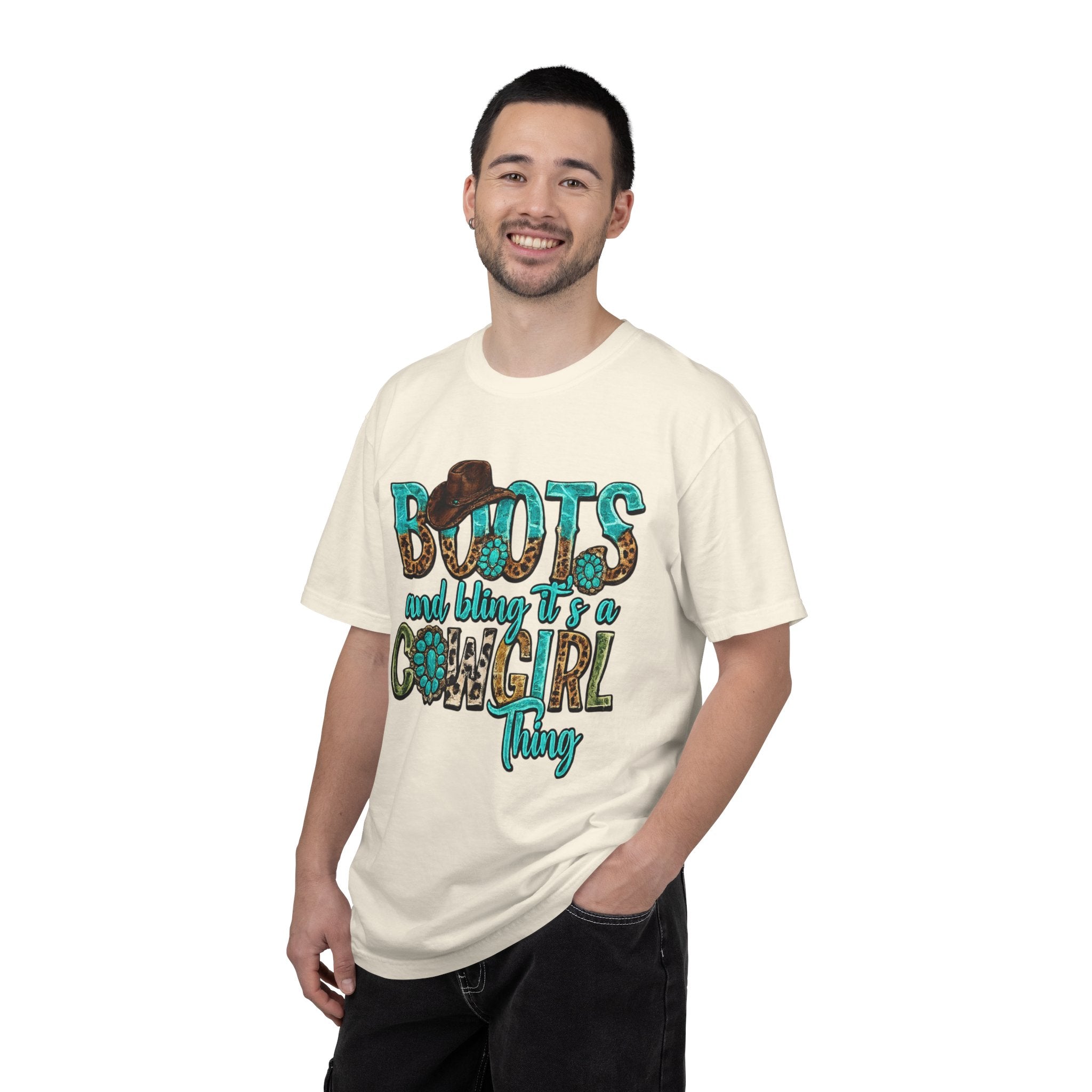 Cowgirl Boots Graphic T-Shirt — "Boots and Bling It's a Cowgirl Thing"