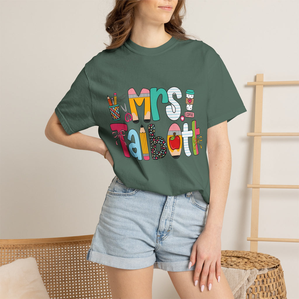 Teacher Name T‑Shirt — "Mrs. Talbott" Cute Classroom Doodle Design