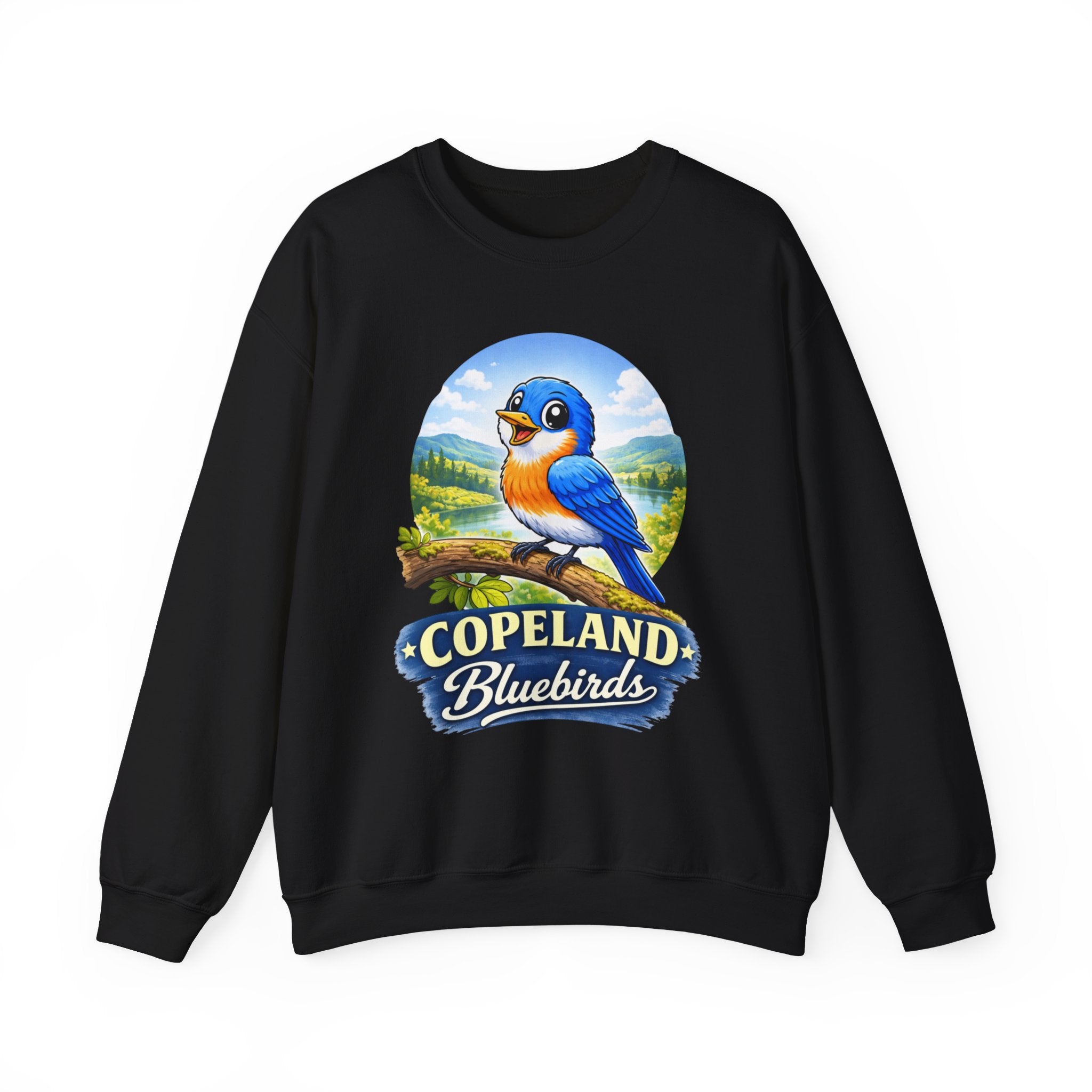 Bluebird Crewneck Sweatshirt — Copeland Bluebirds Vintage School Mascot Design