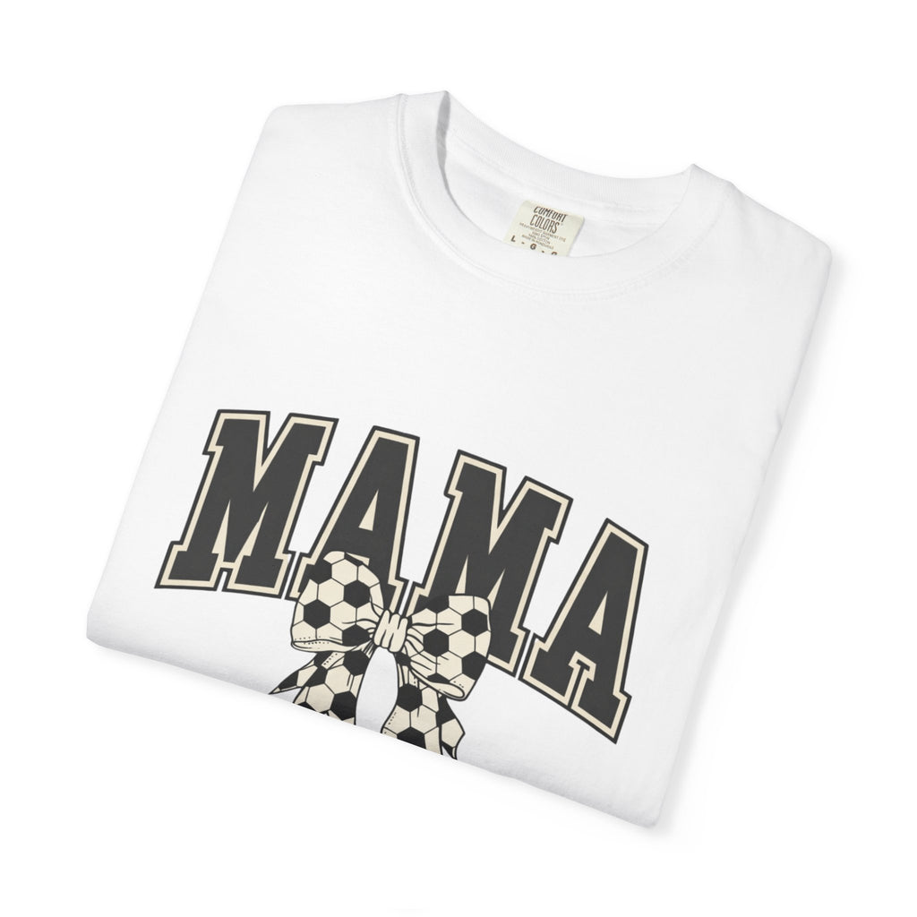 Mama Graphic T-Shirt — Retro Collegiate Letters with Polka Dot Bow