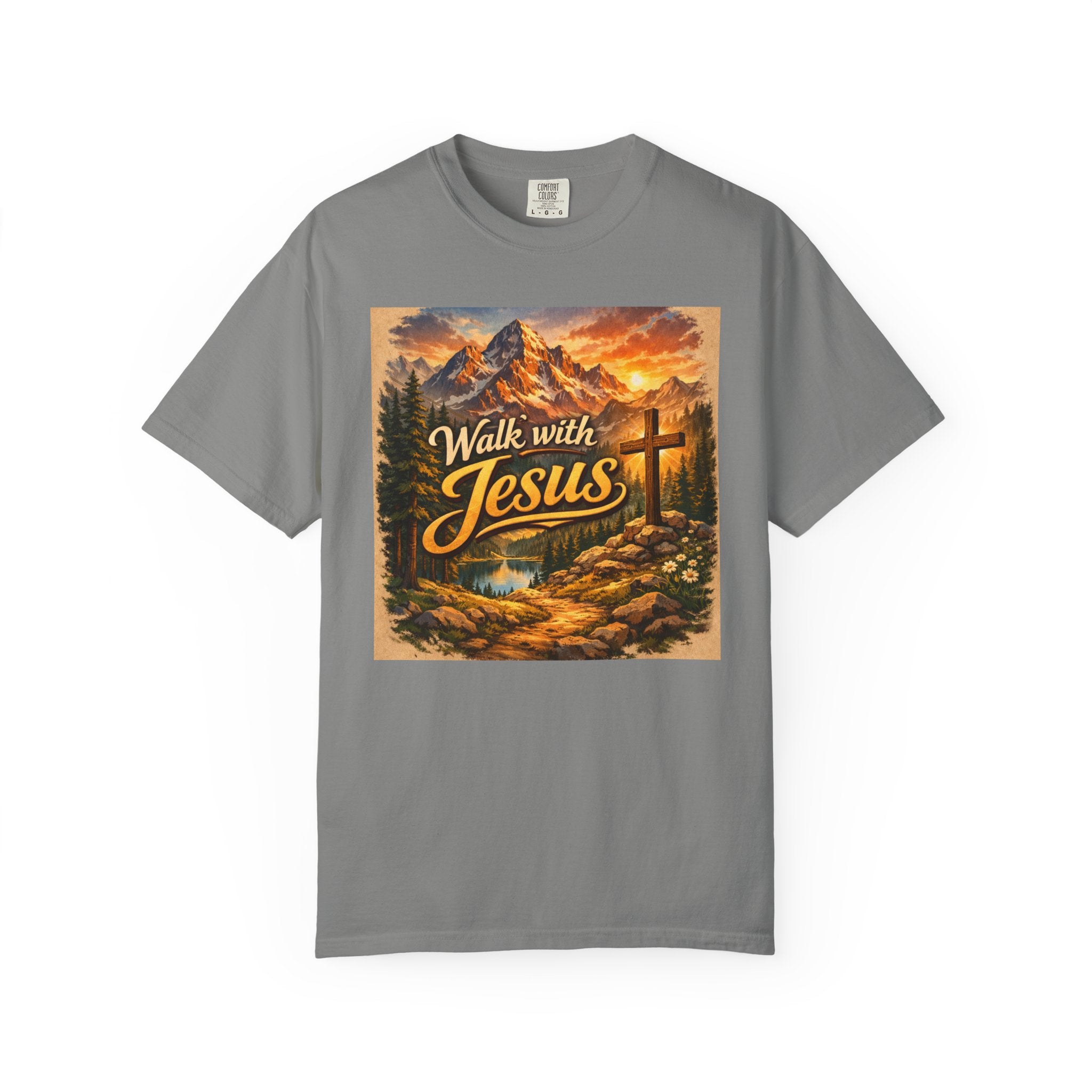 Walk with Jesus T-Shirt — Christian Faith Mountain Cross Tee