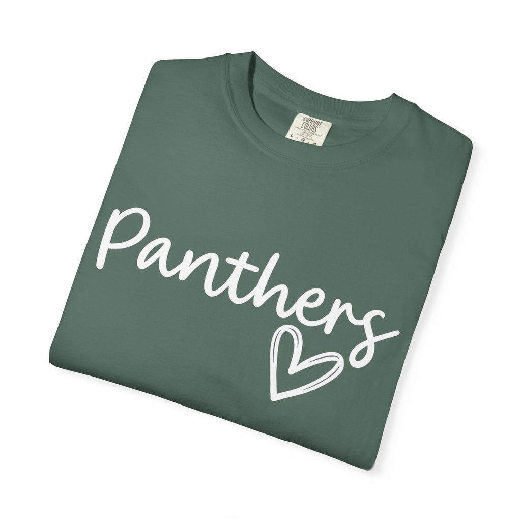 Panthers Heart T-Shirt — Cute Script School Spirit Tee