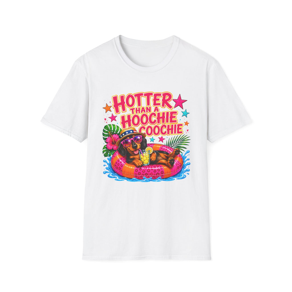 T-Shirt — "Hotter Than A Hoochie Coochie" Bright Retro Summer Graphic