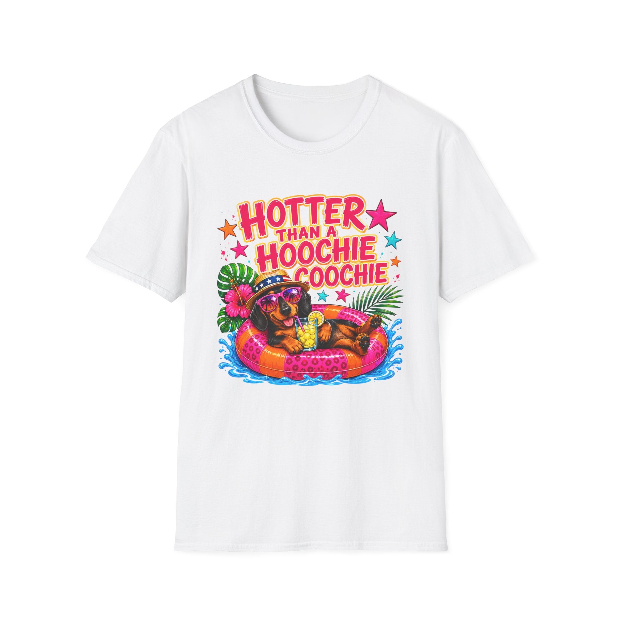 T-Shirt — "Hotter Than A Hoochie Coochie" Bright Retro Summer Graphic