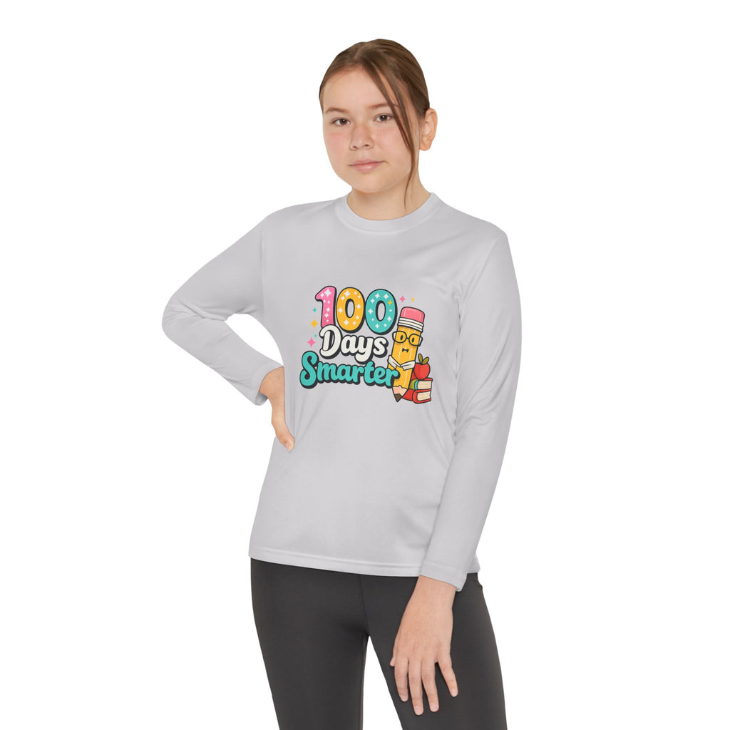 Youth Long Sleeve Tee - "100 Days Smarter" School Celebration Shirt