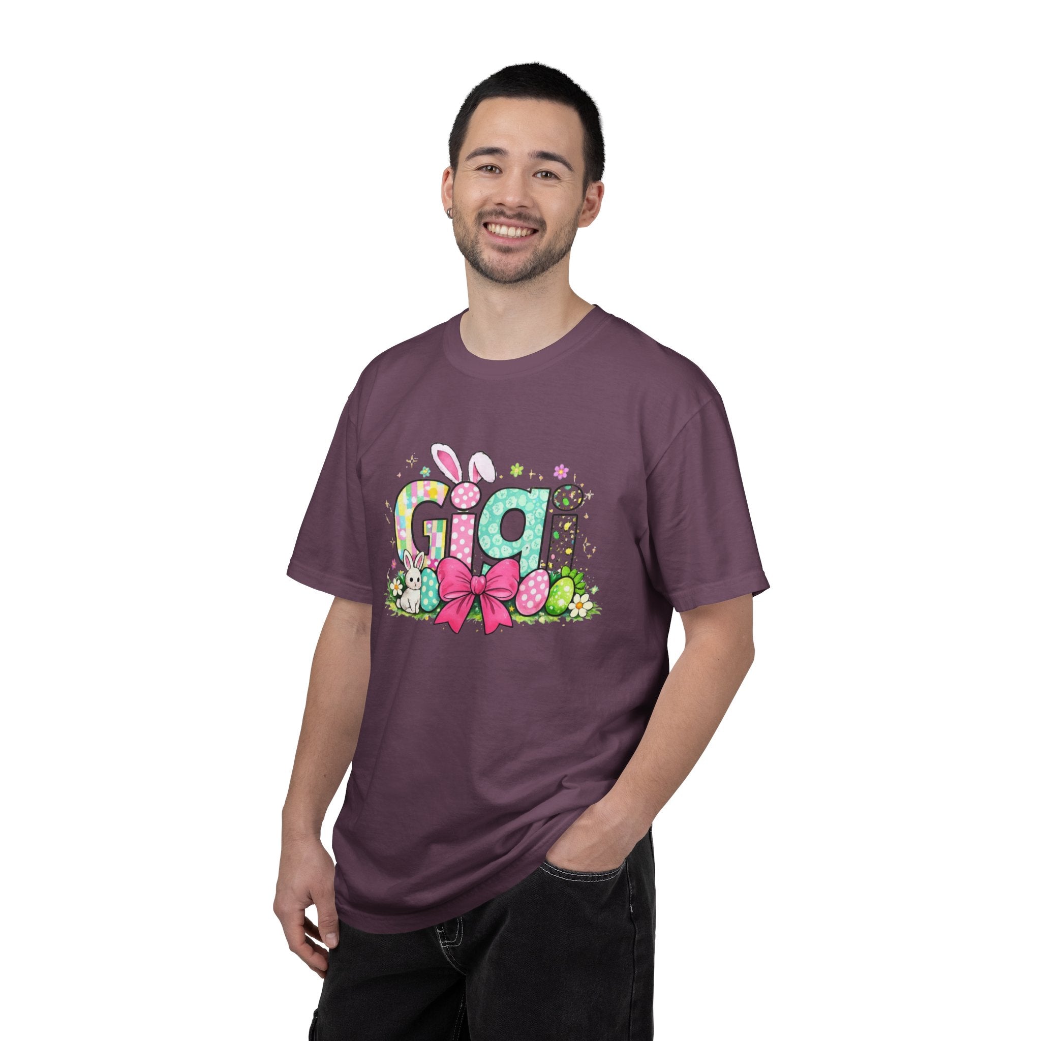 Easter Gigi T-Shirt — Pastel Bunny & Eggs Graphic Tee