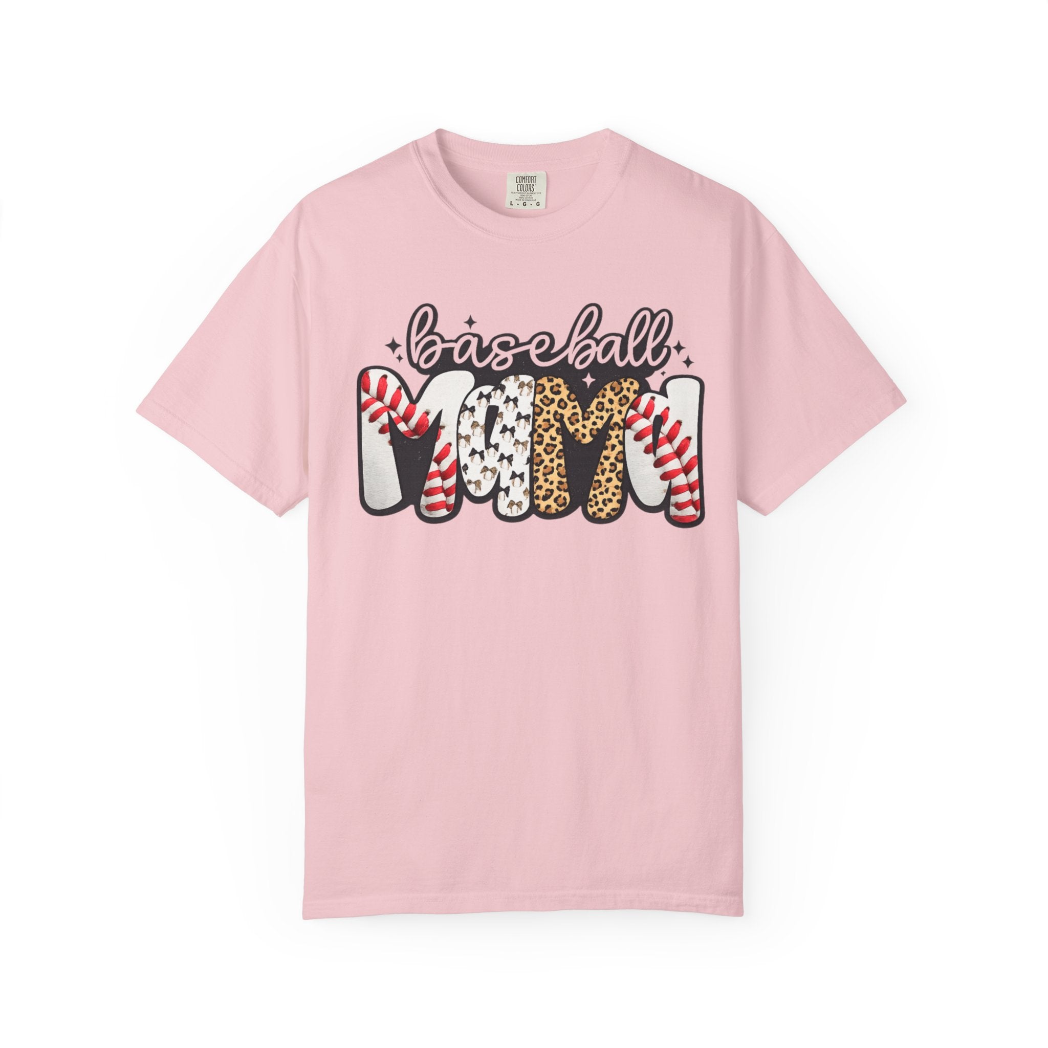 Baseball Mom T-Shirt — Leopard & Stitch Pattern Sports Tee