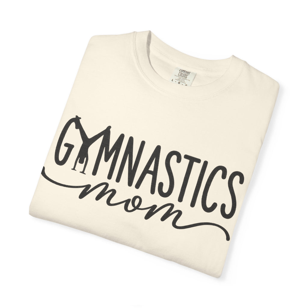 Gymnastics Mom T-Shirt — Casual White Crew Tee with Script Logo