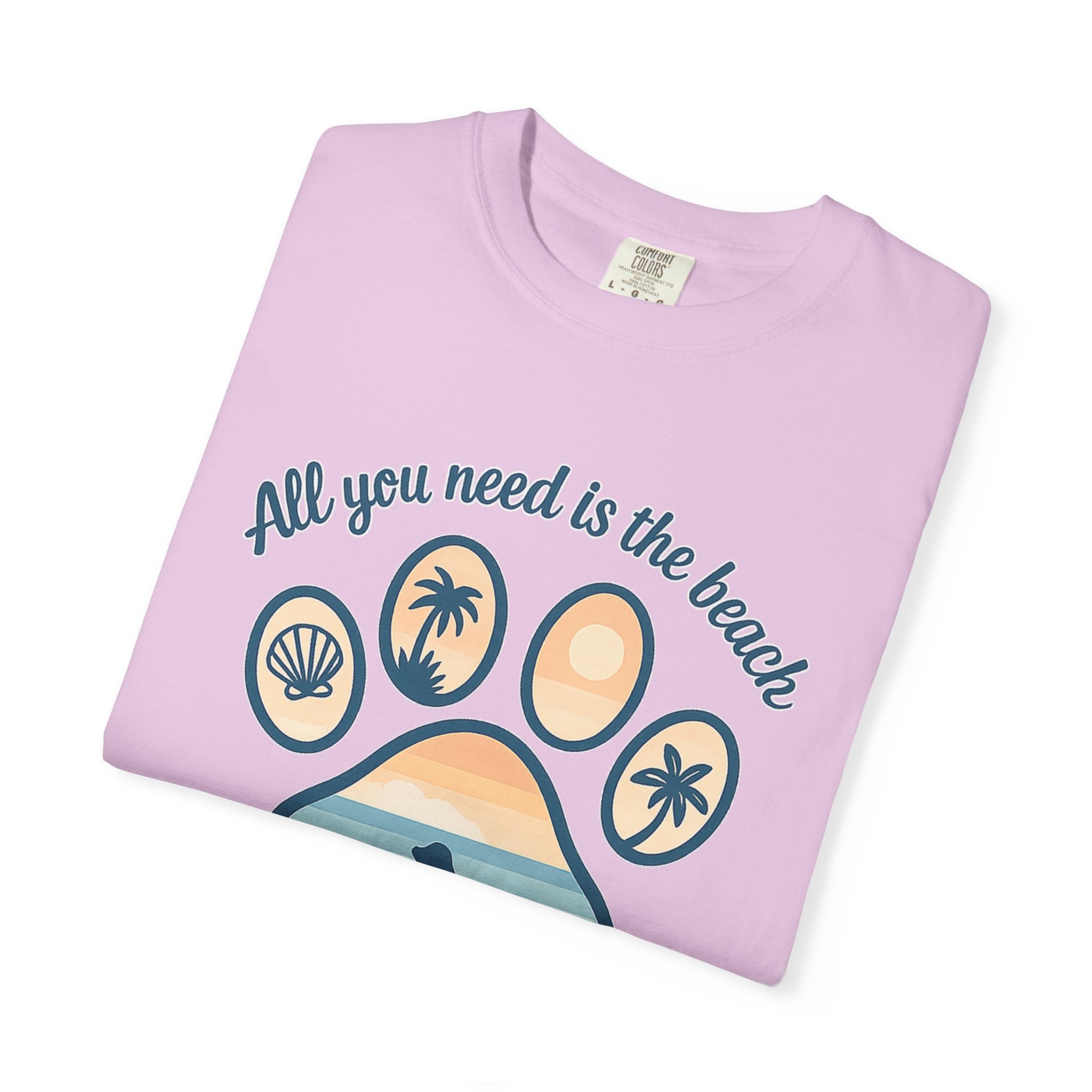 Beach & Dog Paw T-Shirt — “All You Need Is the Beach and a Dog” Graphic Tee