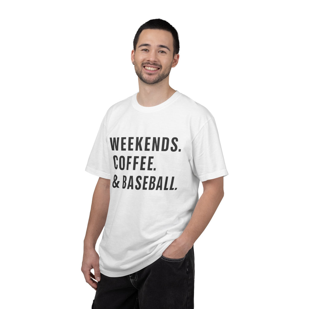 Weekends. Coffee. & Baseball. T-Shirt — Casual Baseball Fan Tee