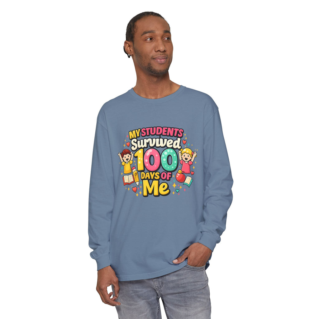 Teacher 'My Students Survived 100 Days of Me' Long Sleeve Tee