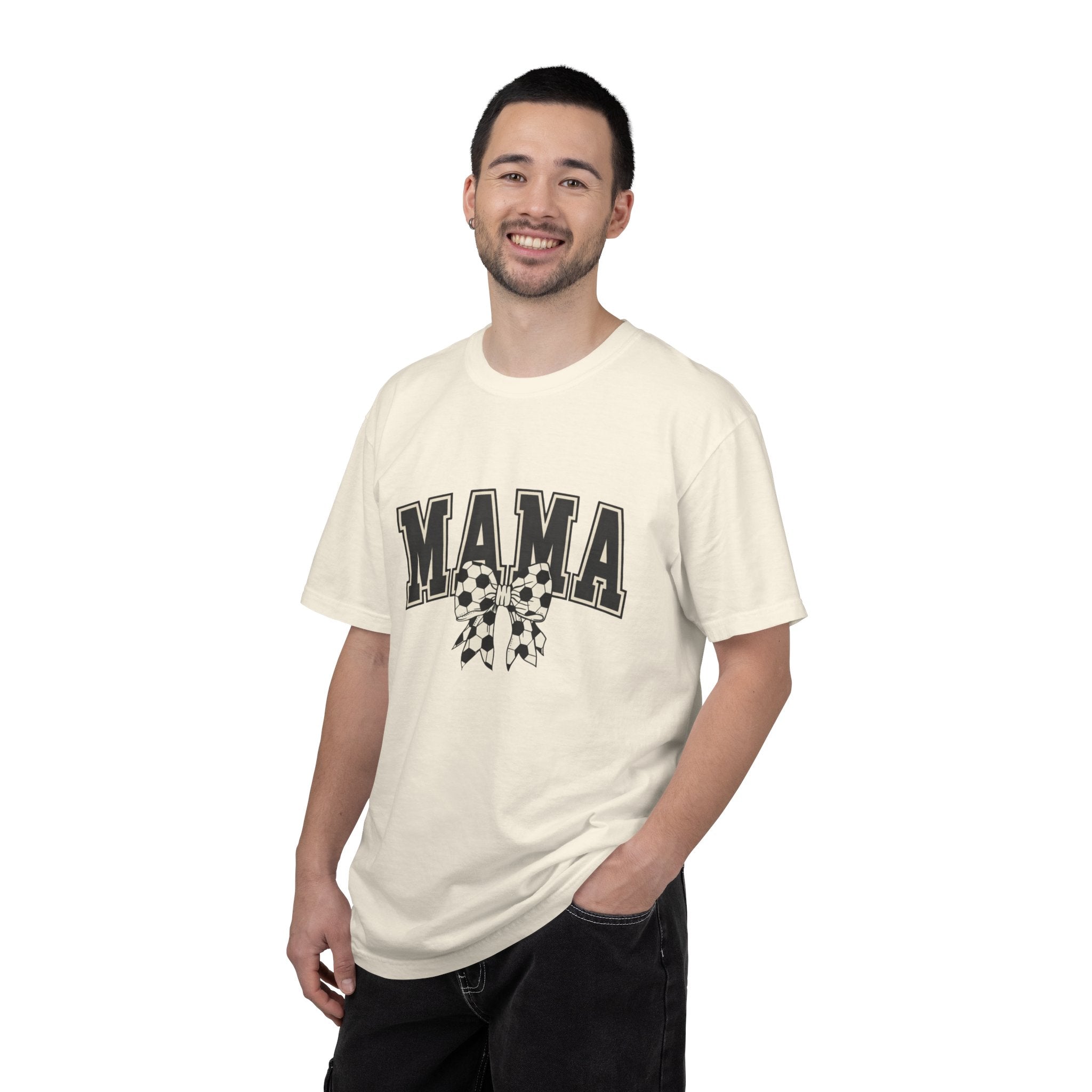 Mama Graphic T-Shirt — Retro Collegiate Letters with Polka Dot Bow