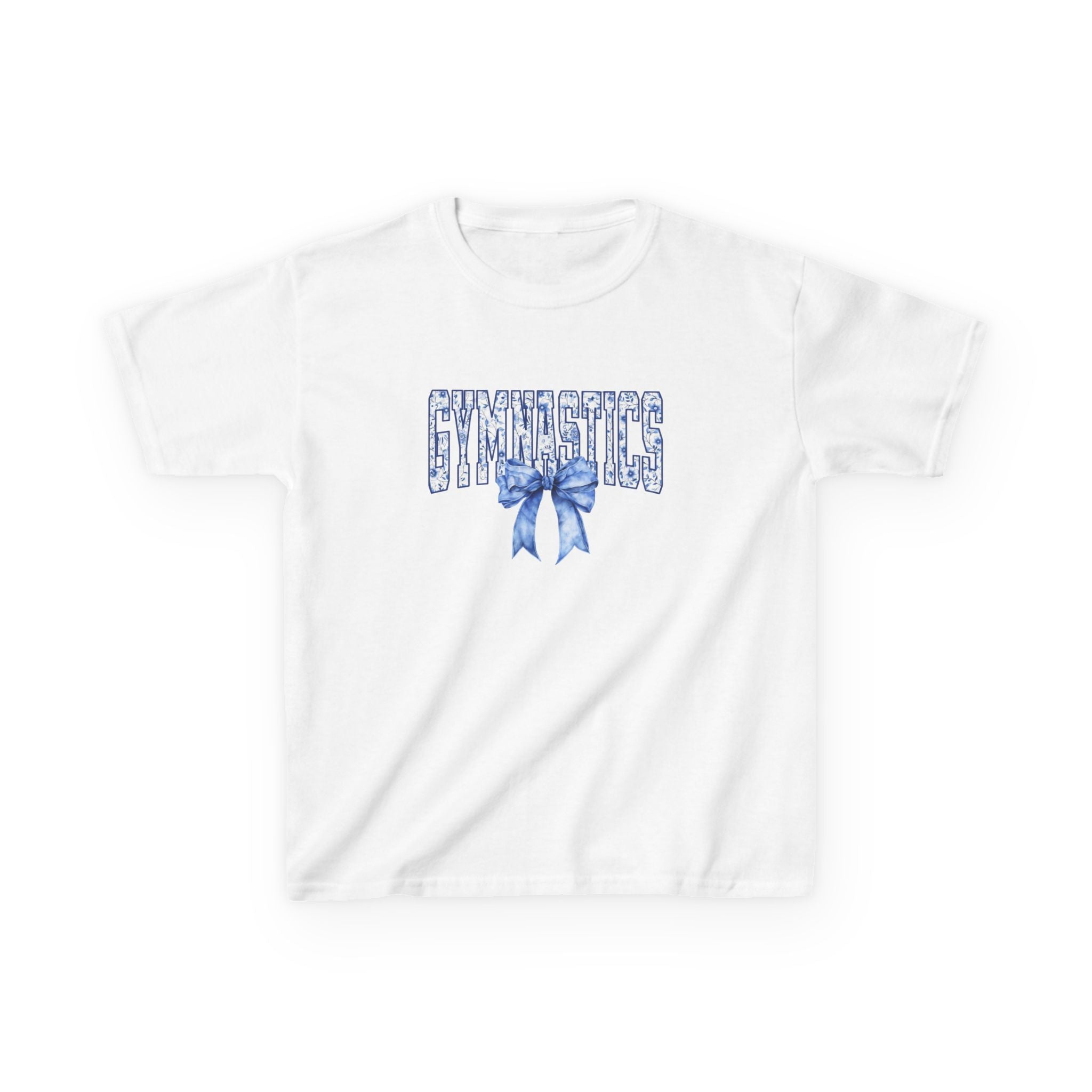 Gymnastics Kids Tee — Blue Bow Athletic Shirt for Girls
