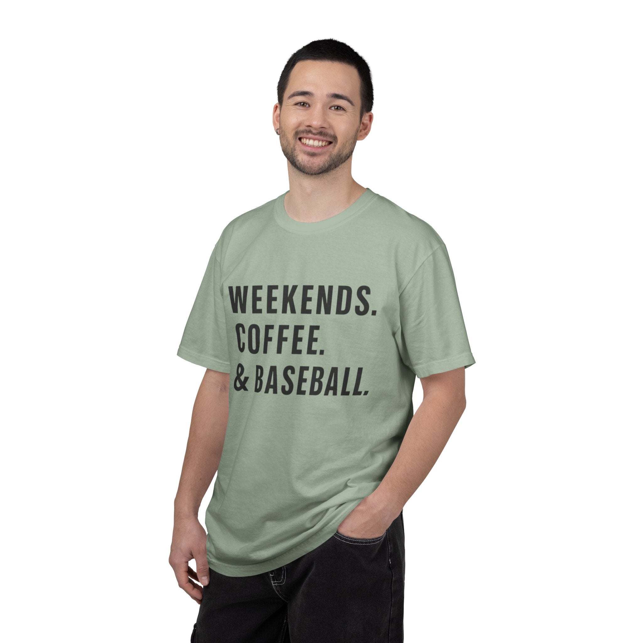 Weekends. Coffee. & Baseball. T-Shirt — Casual Baseball Fan Tee