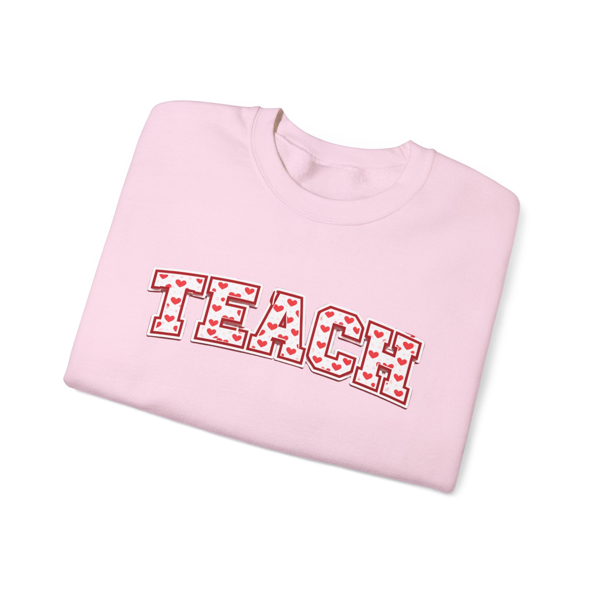Teach Floral Crewneck Sweatshirt — 'TEACH' Pink Floral Teacher Pullover