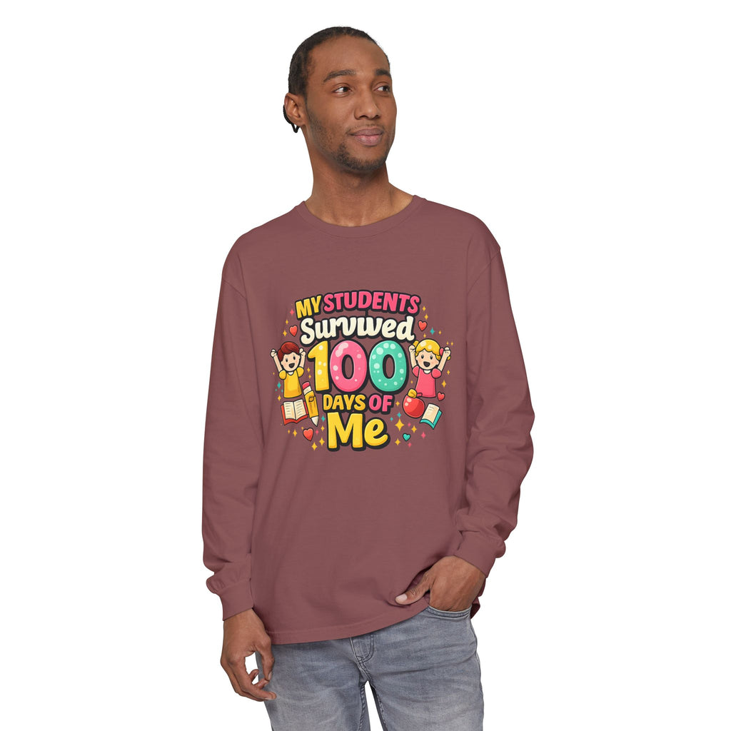 Teacher 'My Students Survived 100 Days of Me' Long Sleeve Tee
