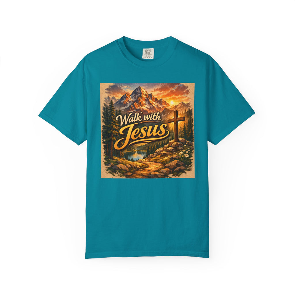 Walk with Jesus T-Shirt — Christian Faith Mountain Cross Tee