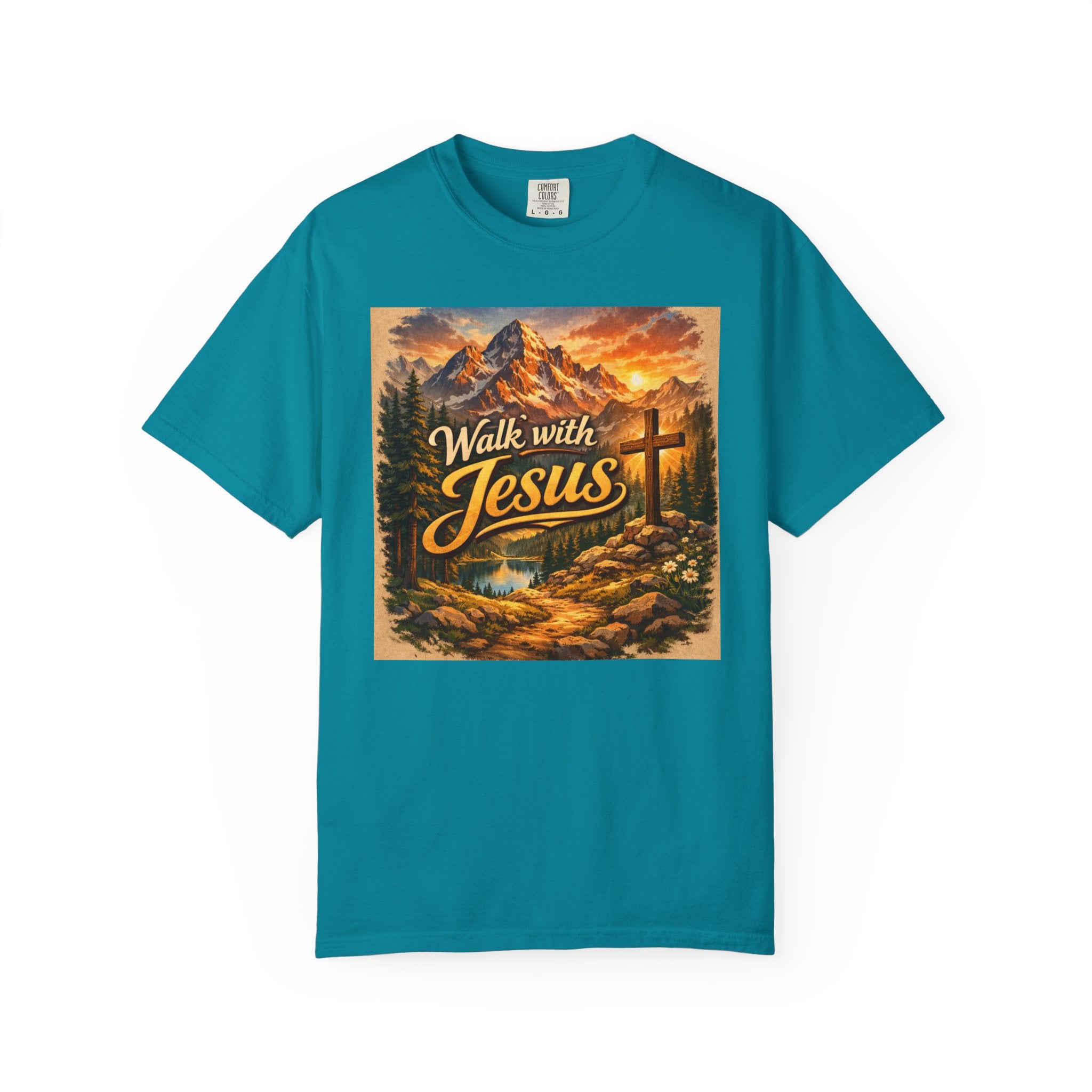 Walk with Jesus T-Shirt — Christian Faith Mountain Cross Tee