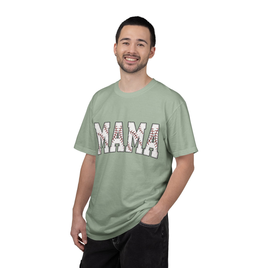 Mama Baseball Tee — 'MAMA' Stitched Baseball Mom T‑Shirt