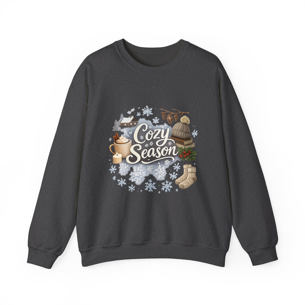 Cozy Season Sweatshirt — Winter Cabin Hot Cocoa & Knit Hat Crewneck