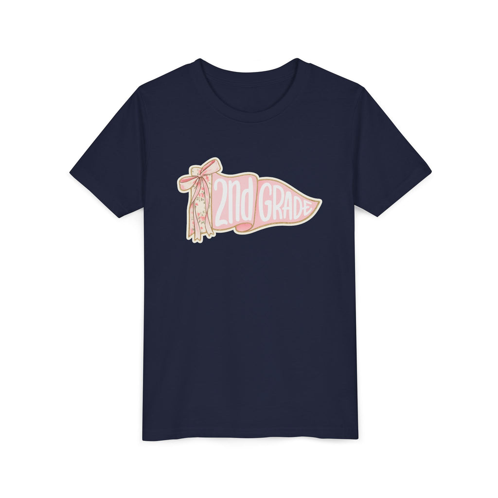 2nd Grade Pennant Kids T‑Shirt — Cute Pink Back-to-School Tee for Girls
