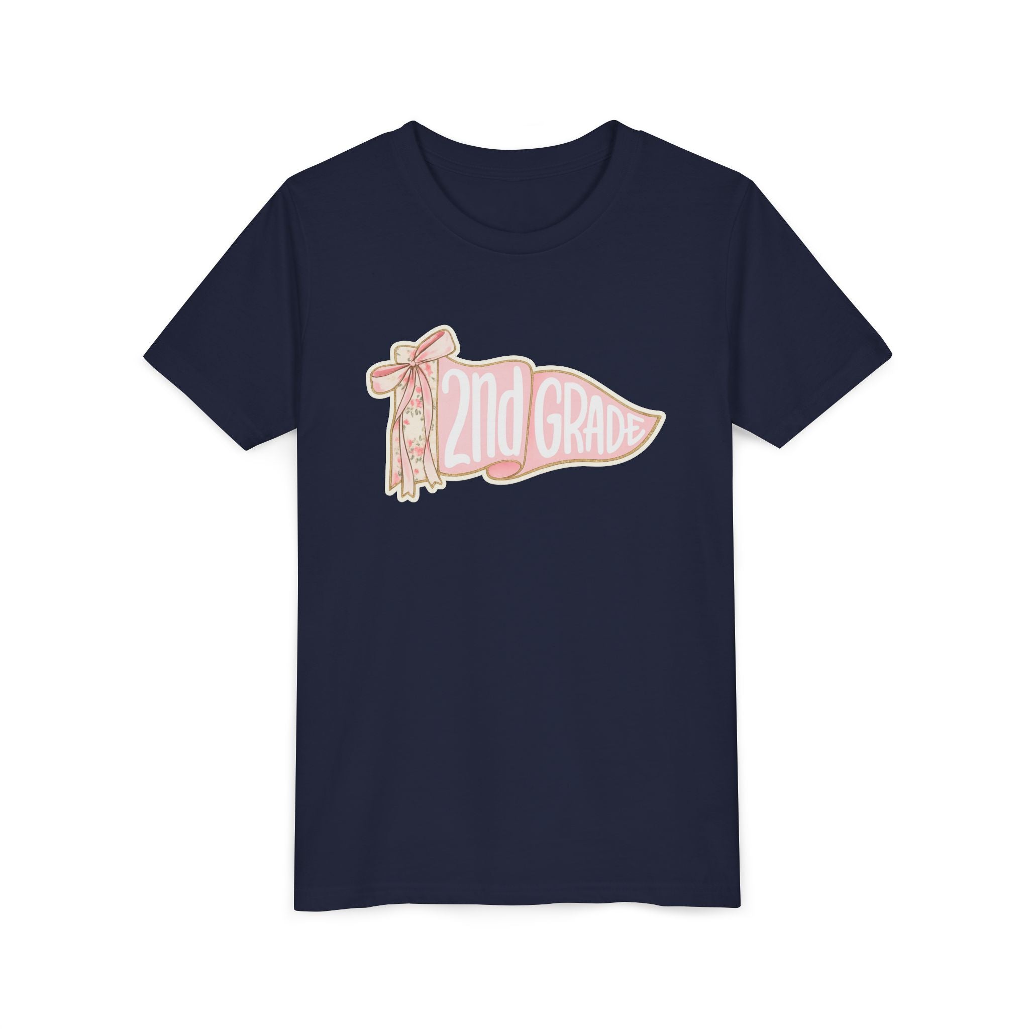 2nd Grade Pennant Kids T‑Shirt — Cute Pink Back-to-School Tee for Girls