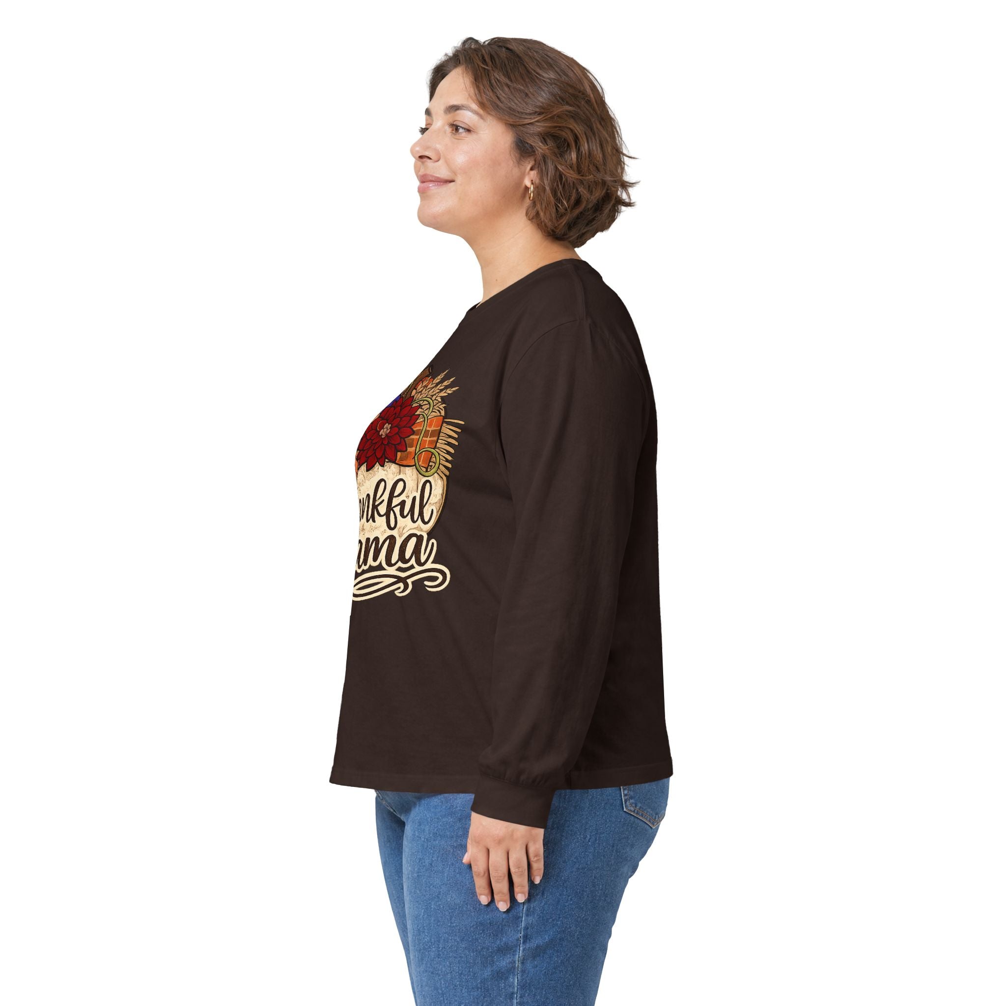Thankful Mama Long Sleeve Tee — Thanksgiving Floral Cornucopia Shirt