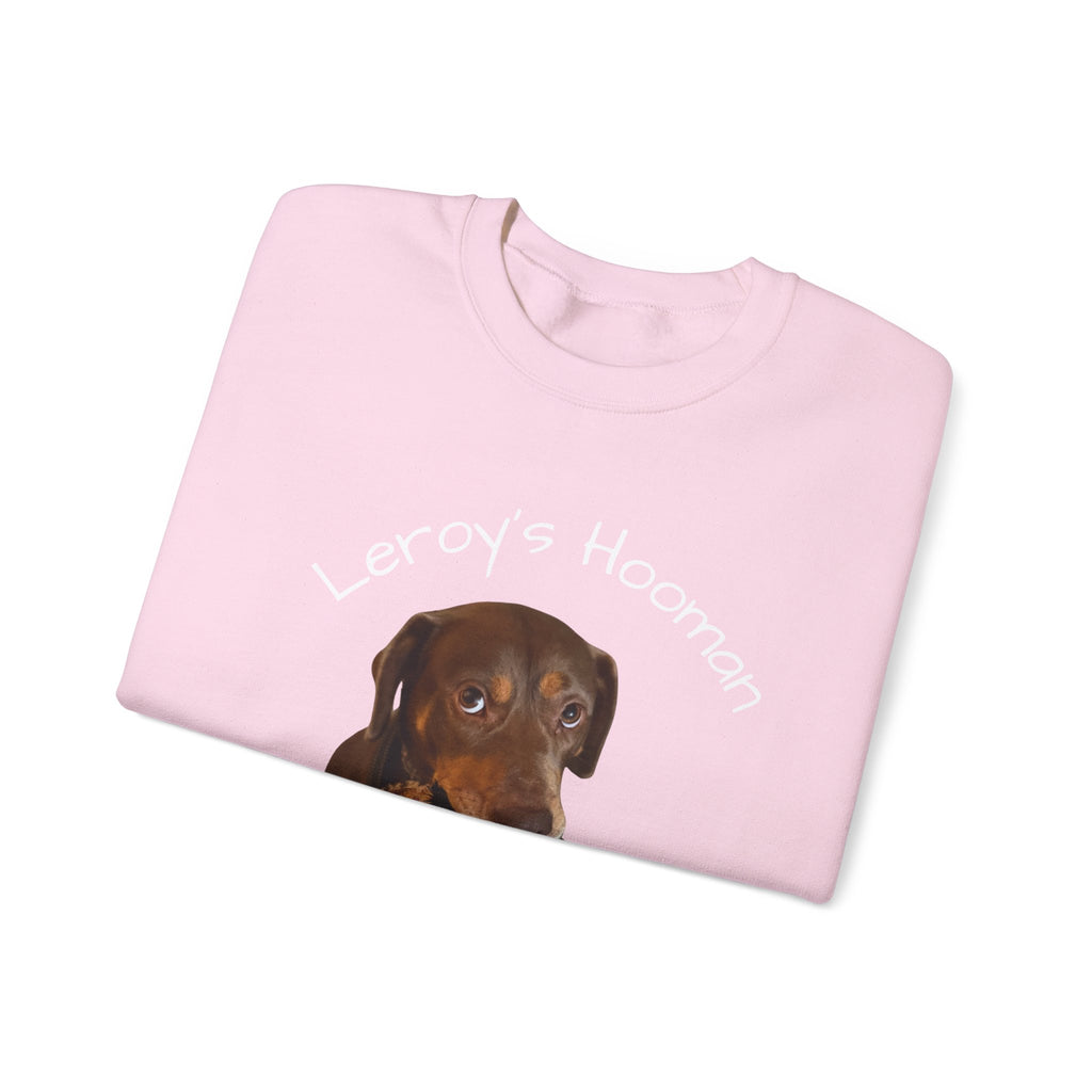 Crewneck Sweatshirt – "Leroy’s Human" Dachshund Graphic, Cute Pet Lover Gift
