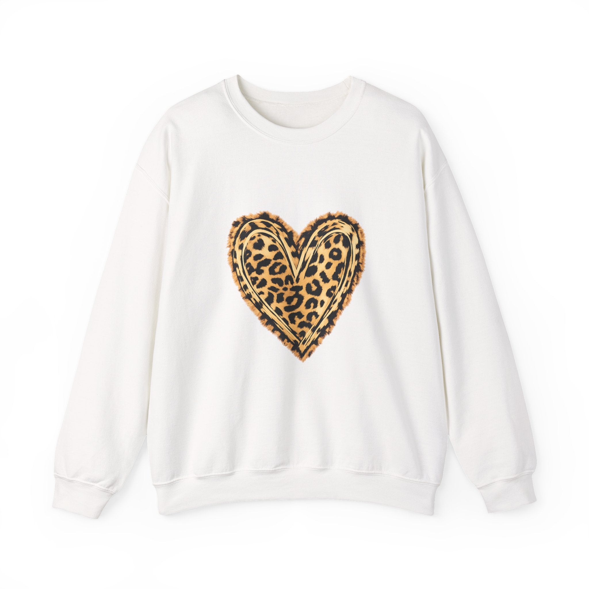 Leopard Heart Crewneck Sweatshirt - Animal Print Heart Pullover